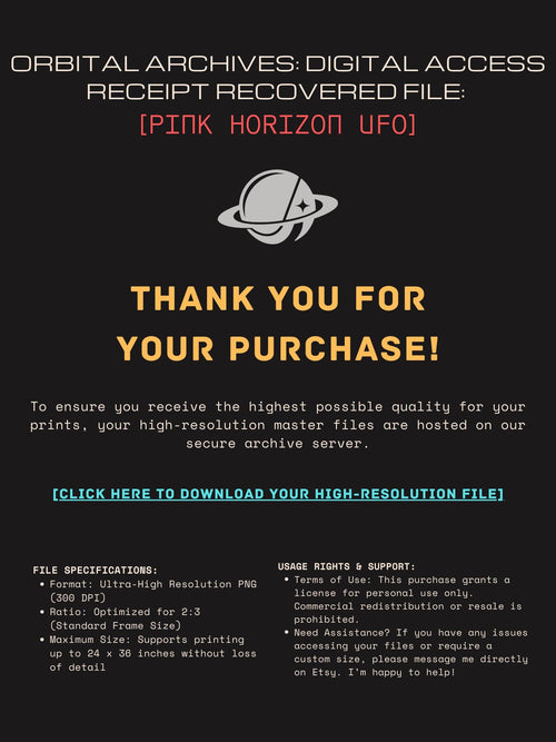 DIGITAL DOWNLOAD: Pink Horizon UFO - Retro 60s Sci-Fi Poster - Surreal Alien Beach Art