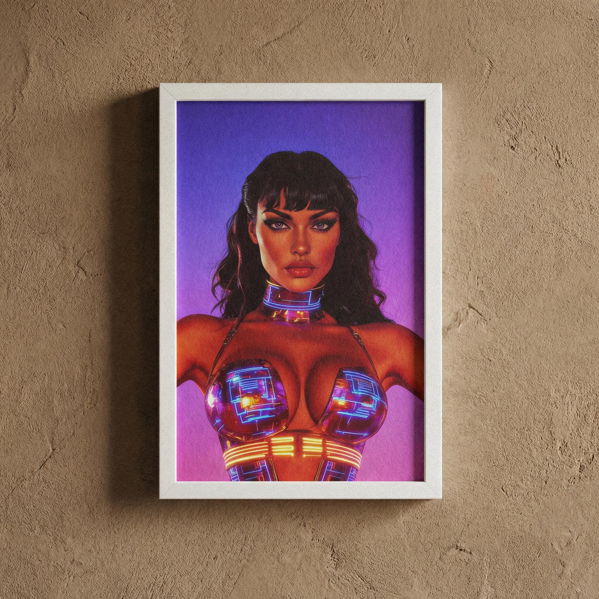 Vivid Nebula Queen Framed Poster — Orbital Archive High-Impact Sci-Fi Pulp Art