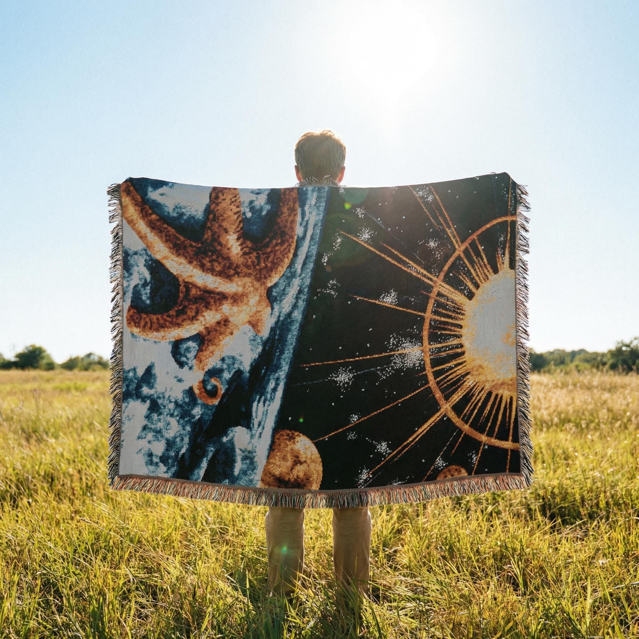 The Aegean Star-Chart Woven Blanket // Vintage Celestial Map Art // Surreal Retro-Futuristic Cosmic Wall Decor // Orbital Archive Series