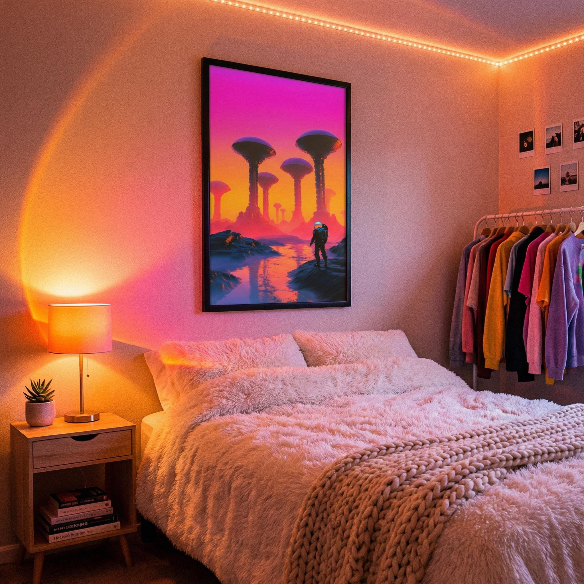 DIGITAL DOWNLOAD: Expedition to the Neon Shores — Retro-Futuristic Pulp Sci-Fi Poster