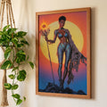 The Kinetic Oracle: Framed Retro-Futuristic Technomancer Art | Orbital Archives Series