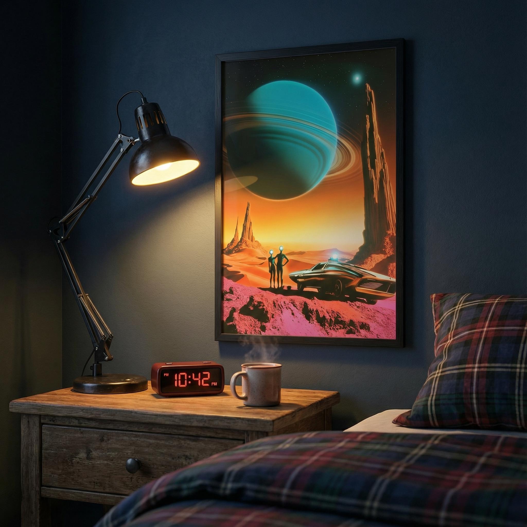 DIGITAL DOWNLOAD: The Desert Road Trip –  Retro-Futurist Art Print, Vintage 1960s Sci-Fi Landscape Poster, Mid-Century Space Age Decor