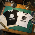 Artemis II Moon Mission Women's Cropped Ringer Tee // Lunar Far Side Trajectory // 2026 NASA Orion Crewed Flight // Retro 70s Style Space Shirt