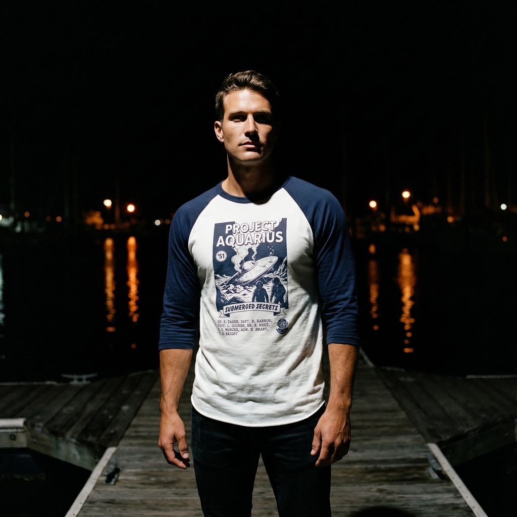 Project Aquarius Submarine Print Raglan Shirt | Nautical Sci-fi Design