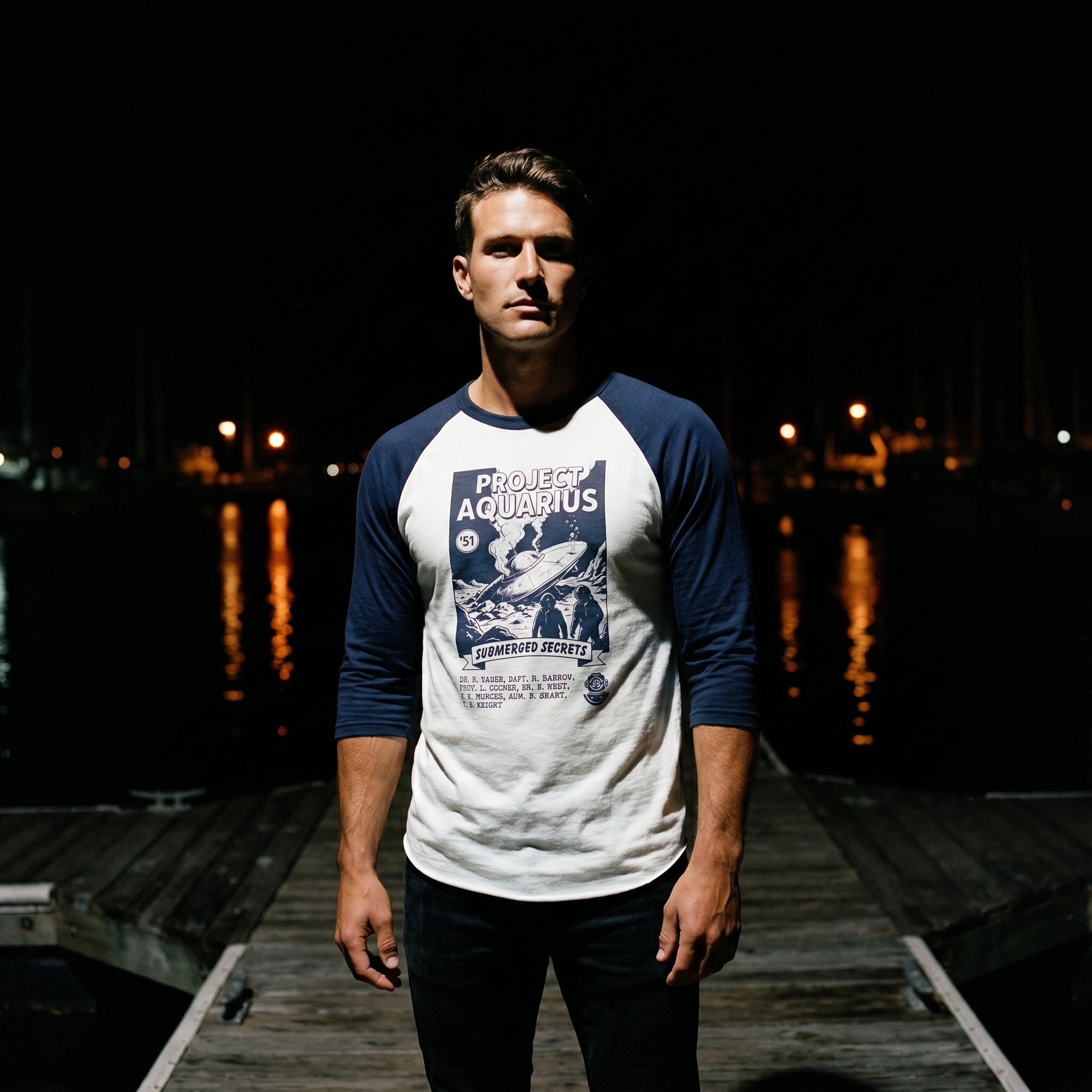 Project Aquarius Submarine Print Raglan Shirt | Nautical Sci-fi Design
