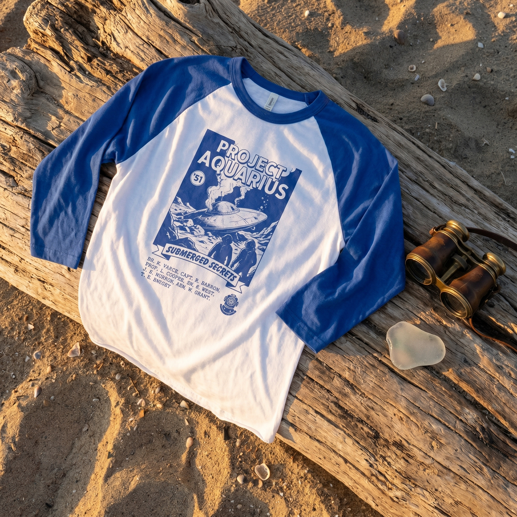 Project Aquarius Submarine Print Raglan Shirt | Nautical Sci-fi Design