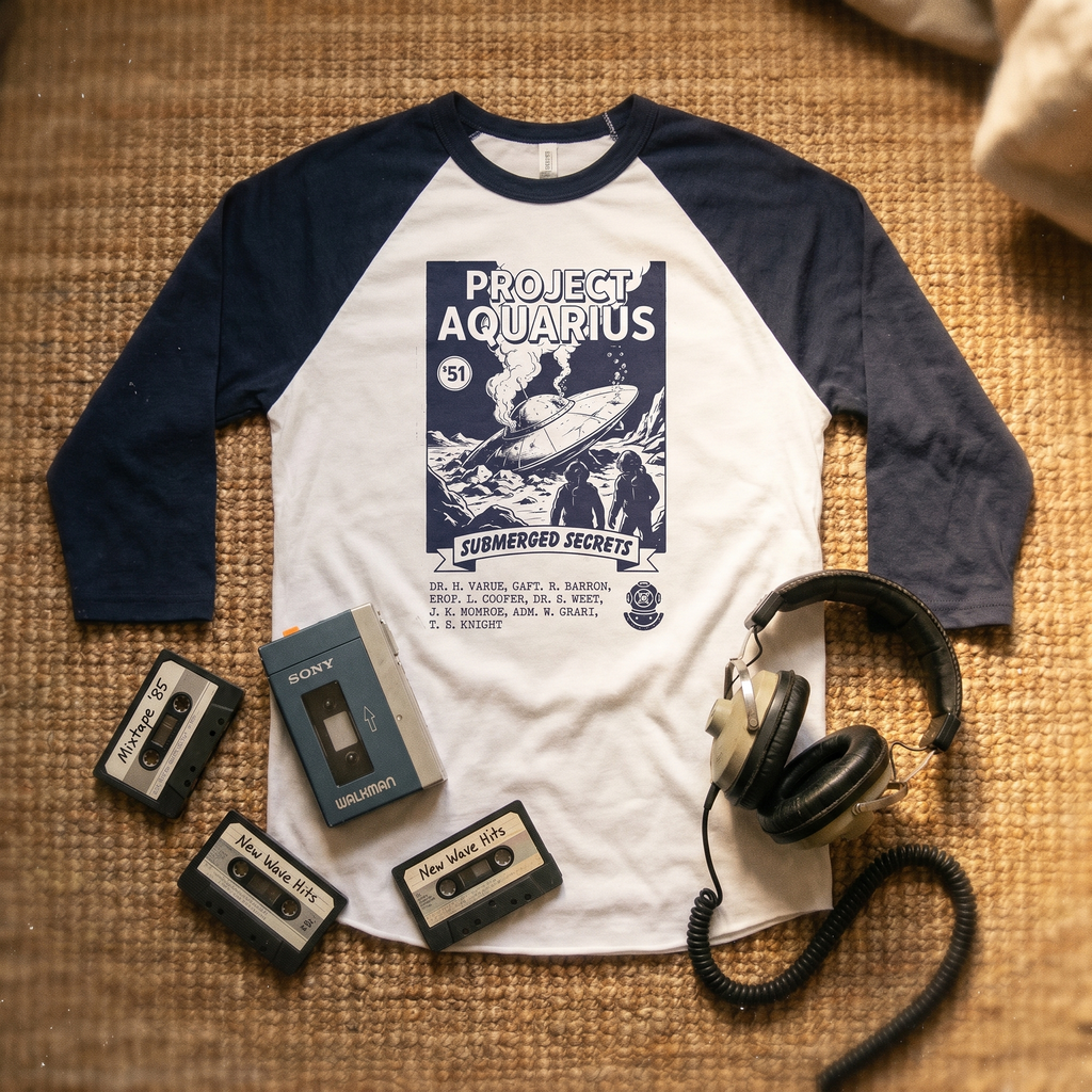 Project Aquarius Submarine Print Raglan Shirt | Nautical Sci-fi Design