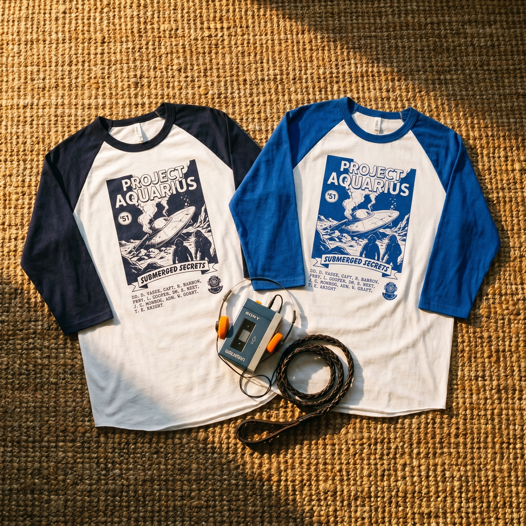 Project Aquarius Submarine Print Raglan Shirt | Nautical Sci-fi Design