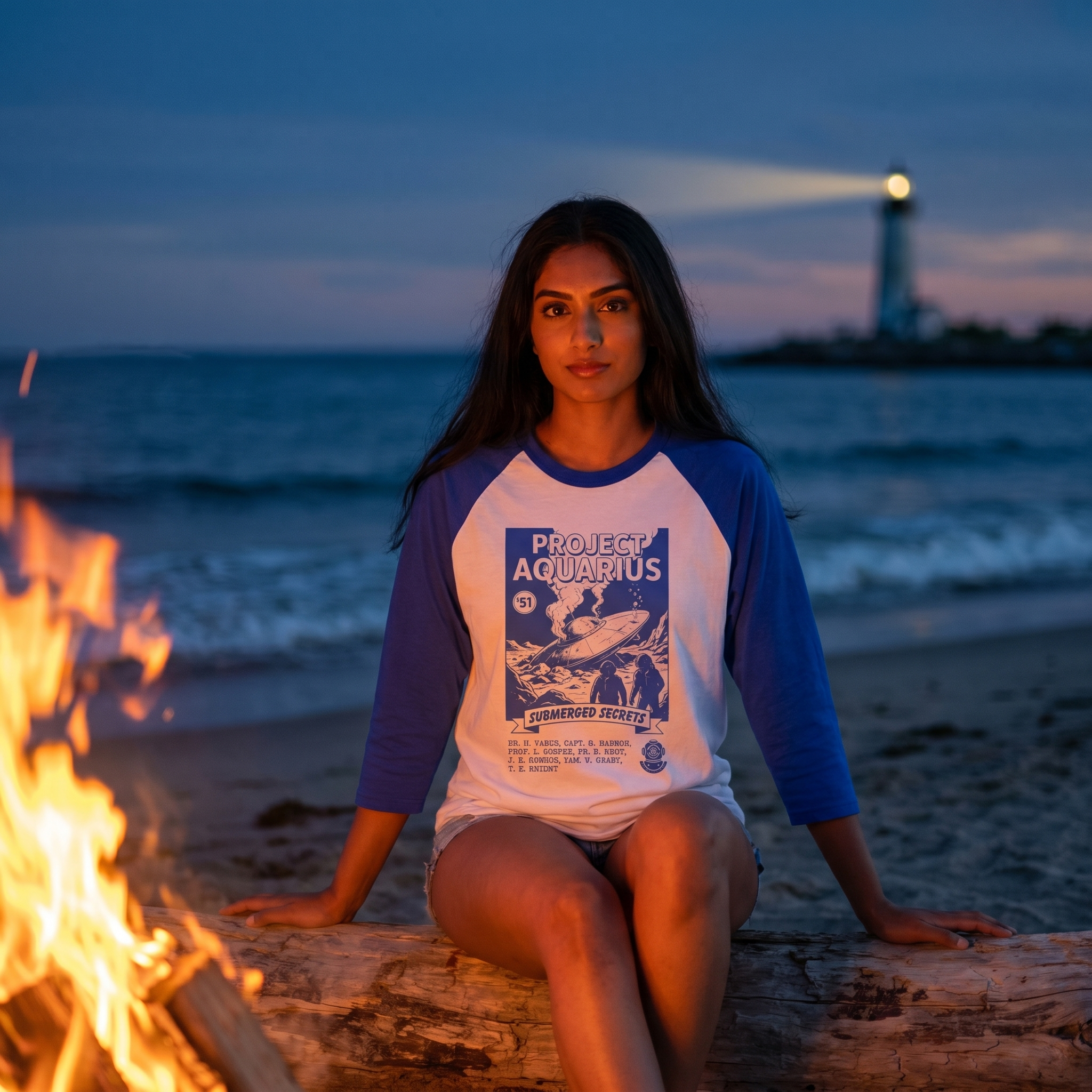 Project Aquarius Submarine Print Raglan Shirt | Nautical Sci-fi Design