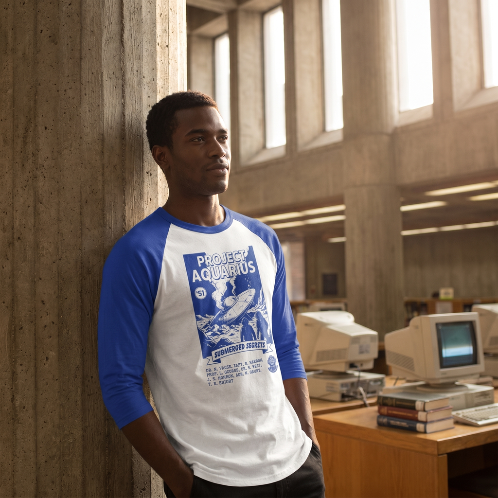 Project Aquarius Submarine Print Raglan Shirt | Nautical Sci-fi Design