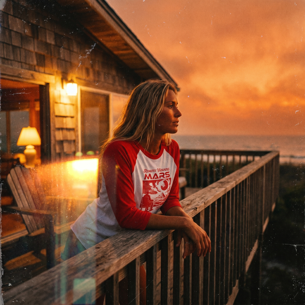 Remote Viewing Mars Raglan Shirt Retro Sci fi Three Quarter Sleeve Baseball Tee