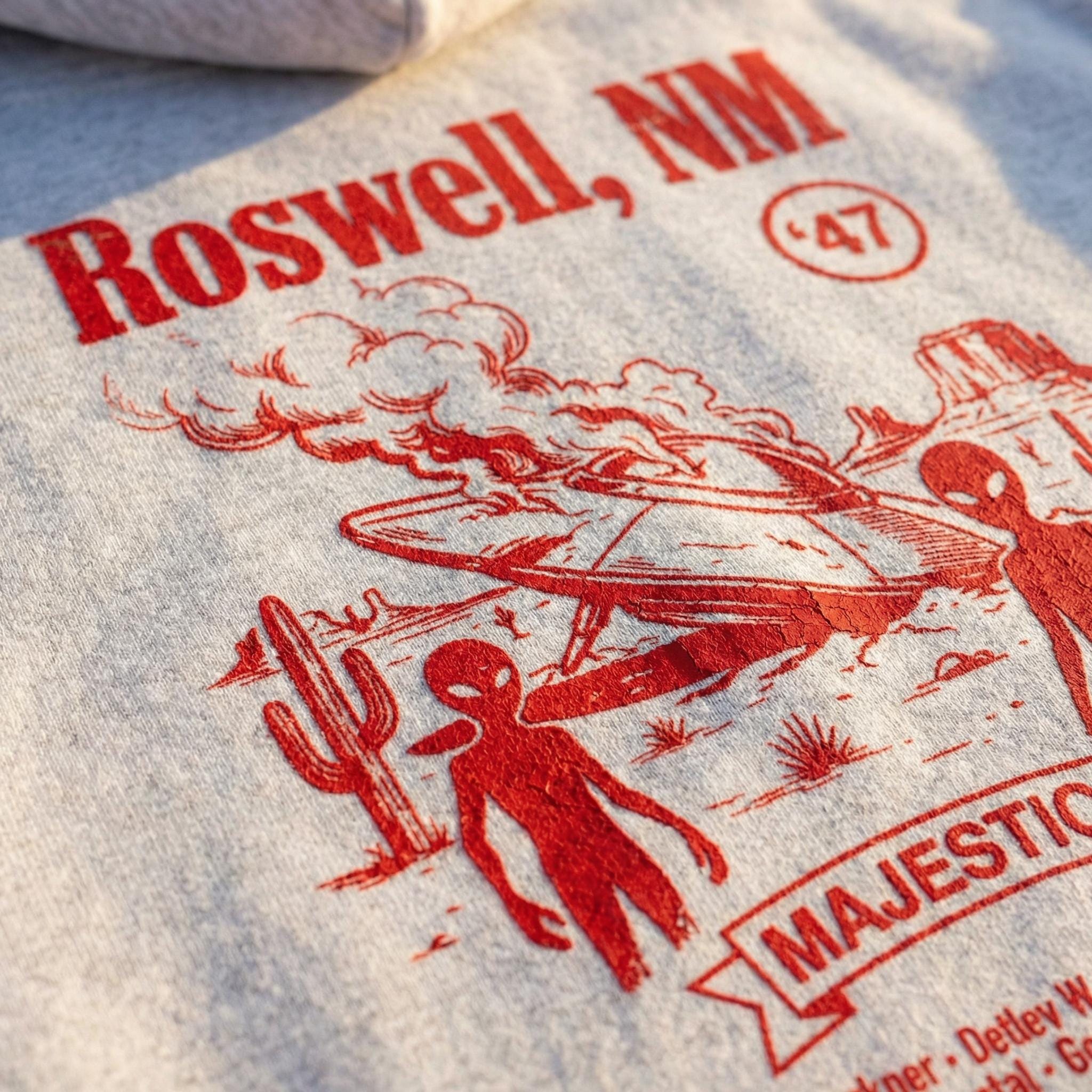 Roswell NM UFO crash oversized hoodie | Alien saucer graphic hoodie