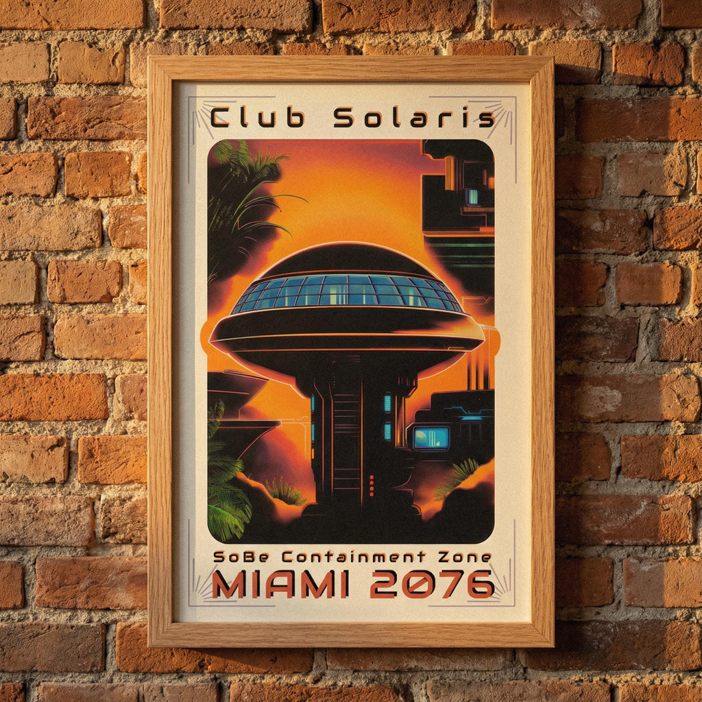 Club Solaris: Miami 2076 Retro-Futurist Framed Poster