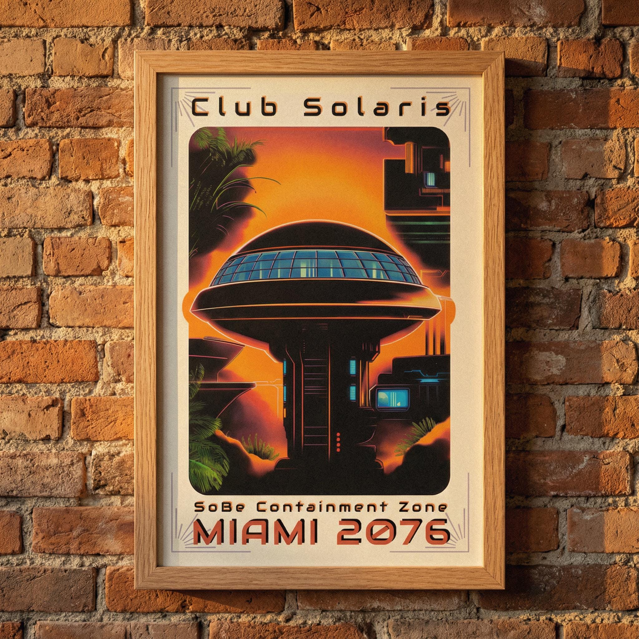 Club Solaris: Miami 2076 Retro-Futurist Framed Poster