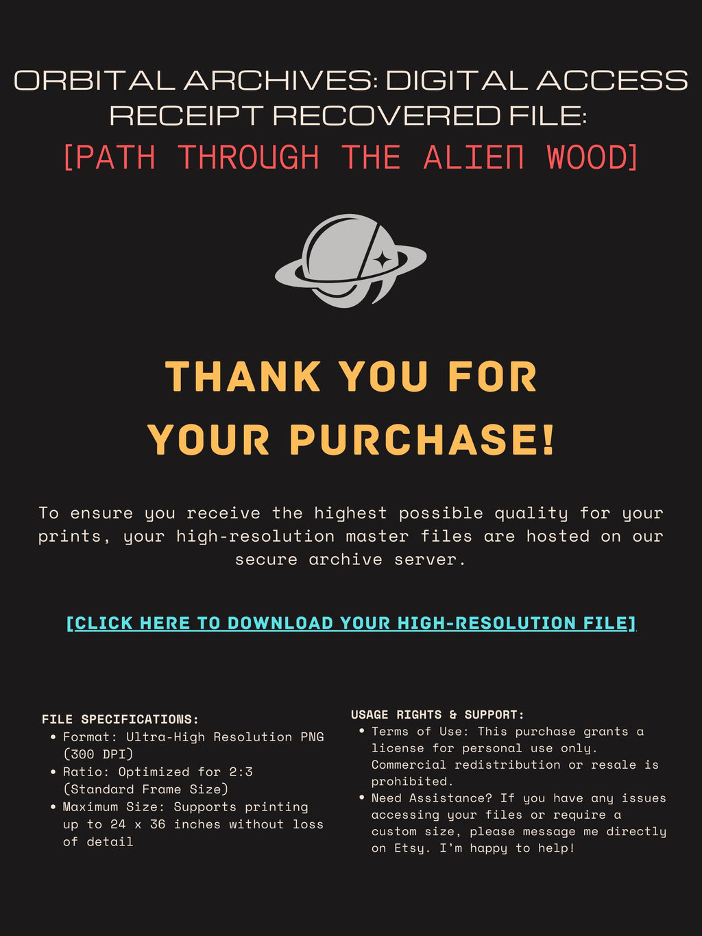 DIGITAL DOWNLOAD: Path Through the Alien Wood // Surreal Sci-Fi Nature Art // Ethereal Crimson Forest Wall Decor // Orbital Archive Series