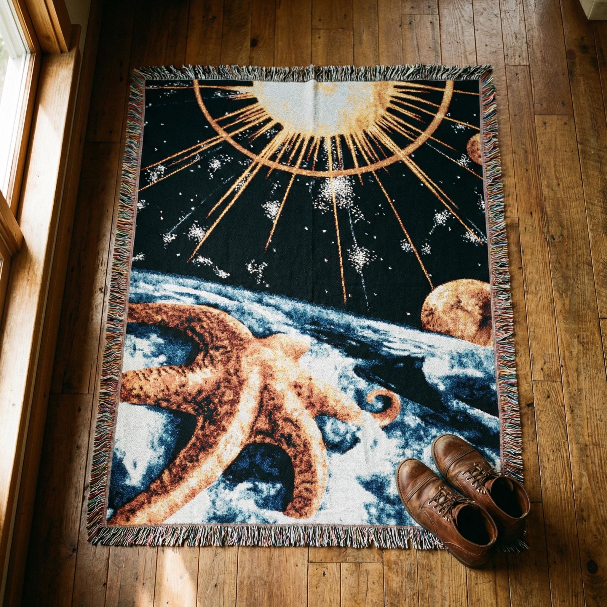 The Aegean Star-Chart Woven Blanket // Vintage Celestial Map Art // Surreal Retro-Futuristic Cosmic Wall Decor // Orbital Archive Series