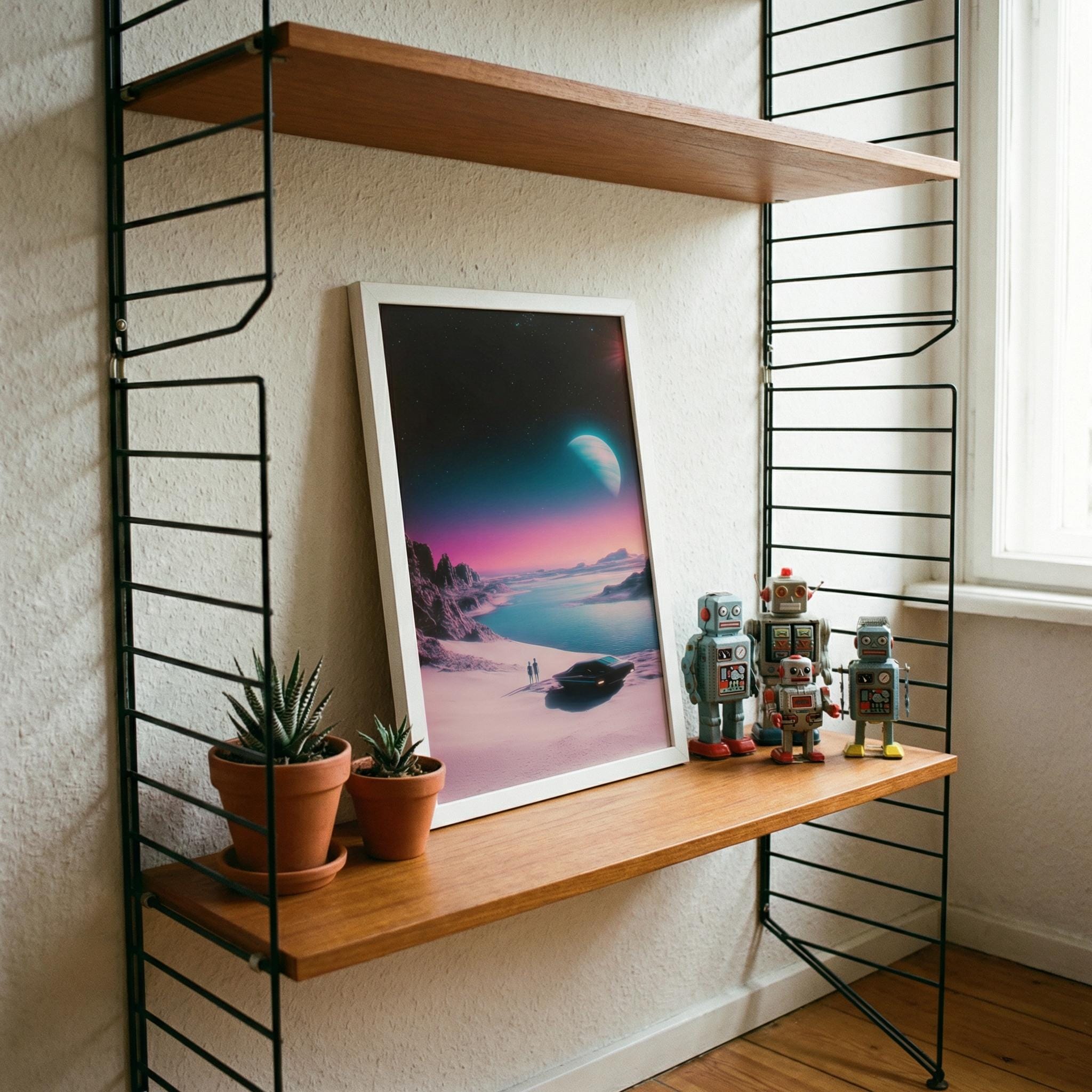 DIGITAL DOWNLOAD: The Coastal Road Trip - Vertical Retro-Futurist Framed Art Print