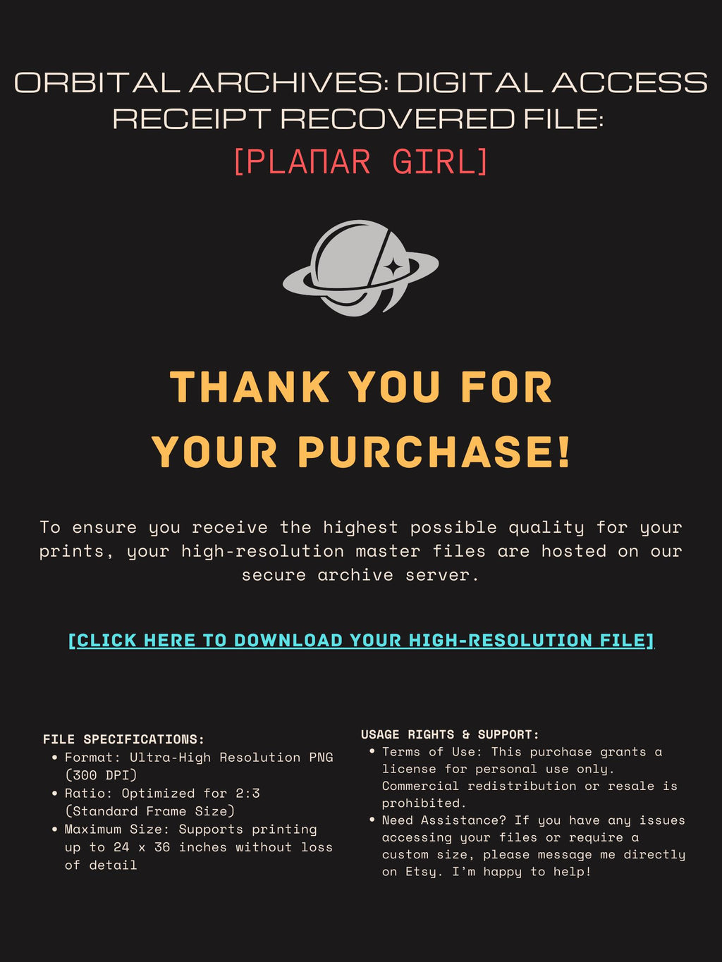 DIGITAL DOWNLOAD: Planar Girl | Retro-Futuristic Android Woman Poster | Desolate Planet Sci-Fi Wall Art