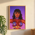 Vivid Nebula Queen Framed Poster — Orbital Archive High-Impact Sci-Fi Pulp Art
