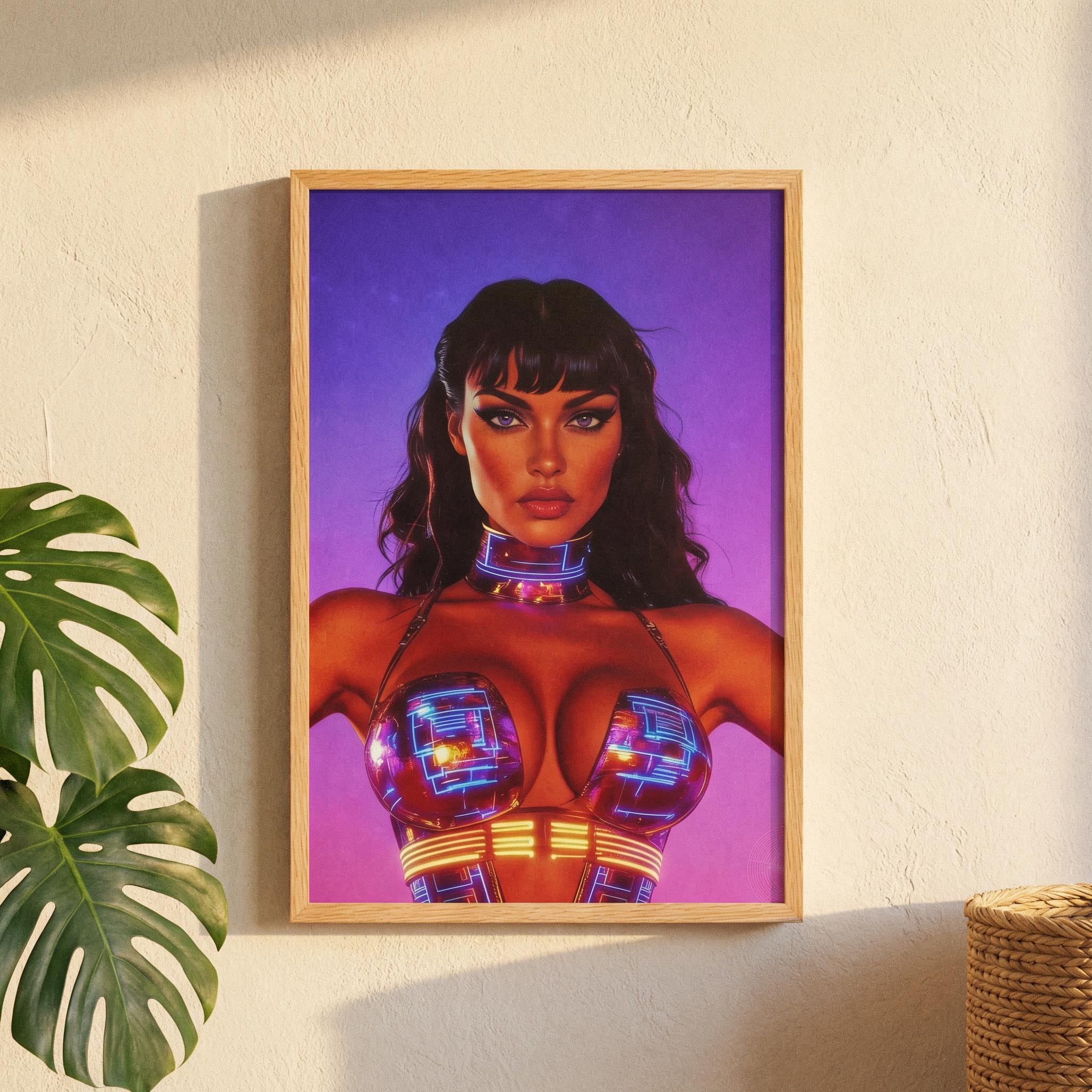 Vivid Nebula Queen Framed Poster — Orbital Archive High-Impact Sci-Fi Pulp Art