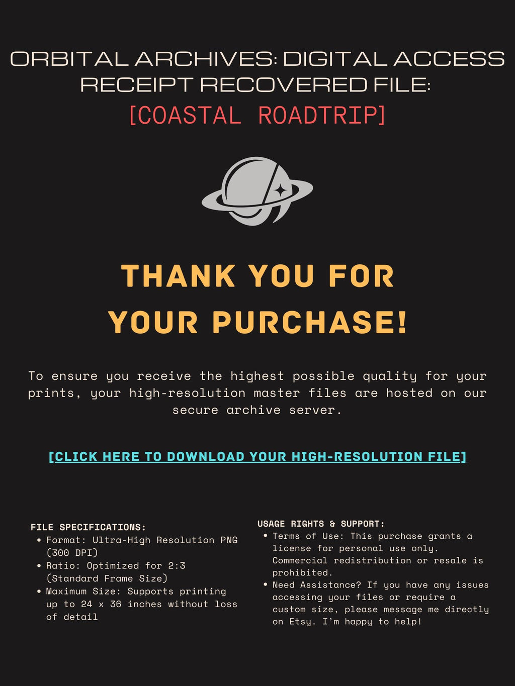 DIGITAL DOWNLOAD: The Coastal Road Trip - Vertical Retro-Futurist Framed Art Print