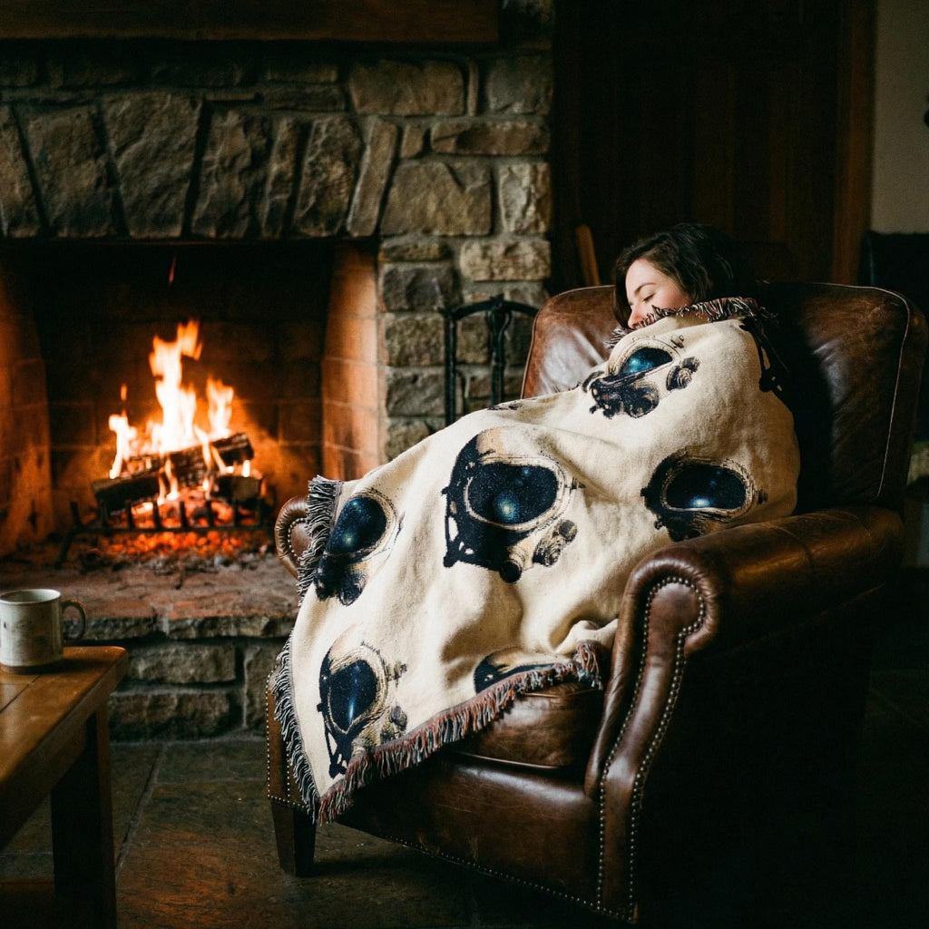 Retro-Futurist Astronaut Woven Throw Blanket – Sci-Fi Space Decor