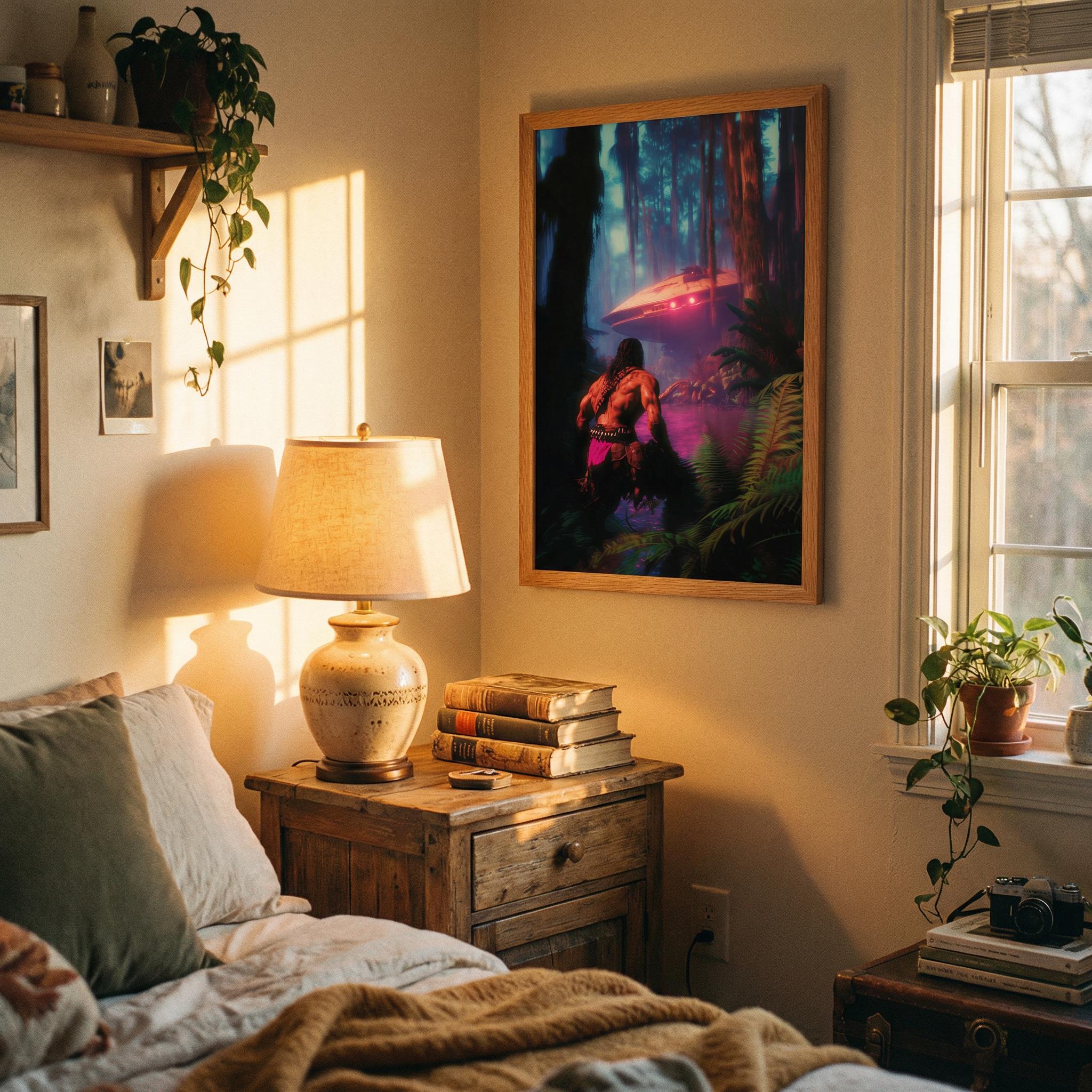 DIGITAL DOWNLOAD: Savage Land UFO Discovery Poster // Prehistoric Jungle Crash Site Art // Vintage Pulp Sci-Fi Space Explorer Wall Decor