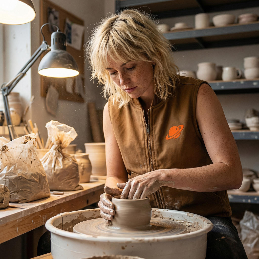 Orange Orbital Archive Planet Logo Embroidered Utility Vest | Workwear Duck Cloth Vest