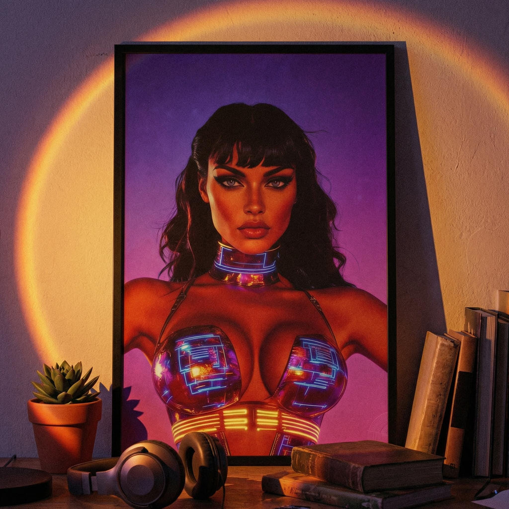 Vivid Nebula Queen Framed Poster — Orbital Archive High-Impact Sci-Fi Pulp Art