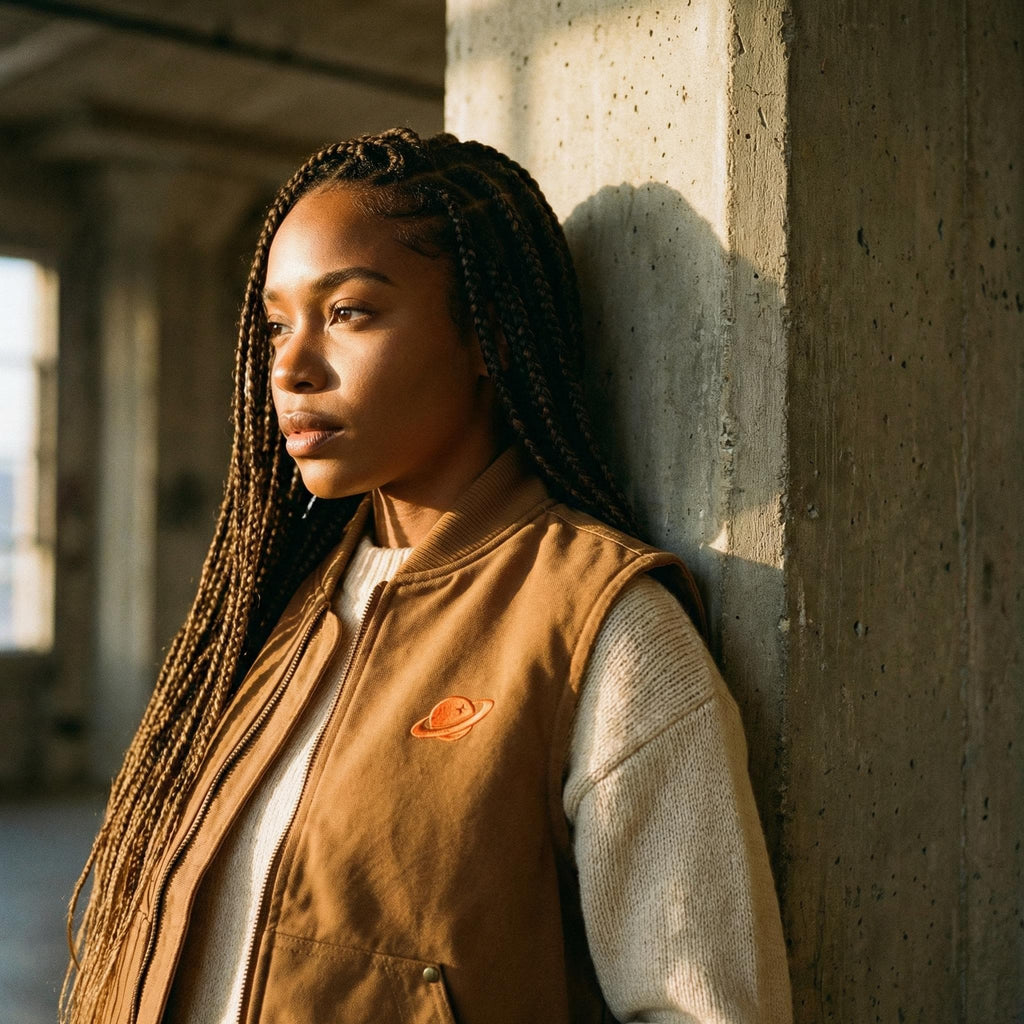 Orange Orbital Archive Planet Logo Embroidered Utility Vest | Workwear Duck Cloth Vest