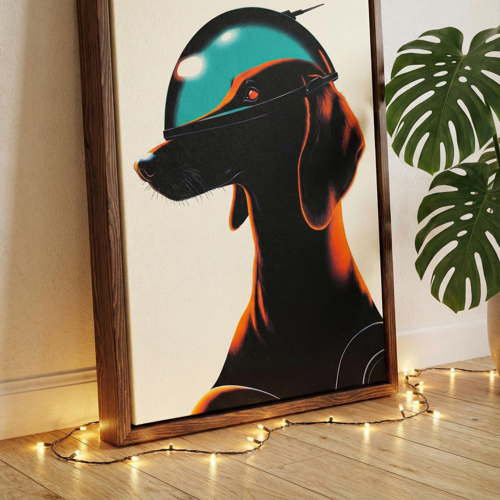 DIGITAL DOWNLOAD: Cyber-Dachshund - Orbital Archive No. 87 // Retro-Futurist Print, Sci-Fi Canine Wall Art, Mid-Century Noir Decor