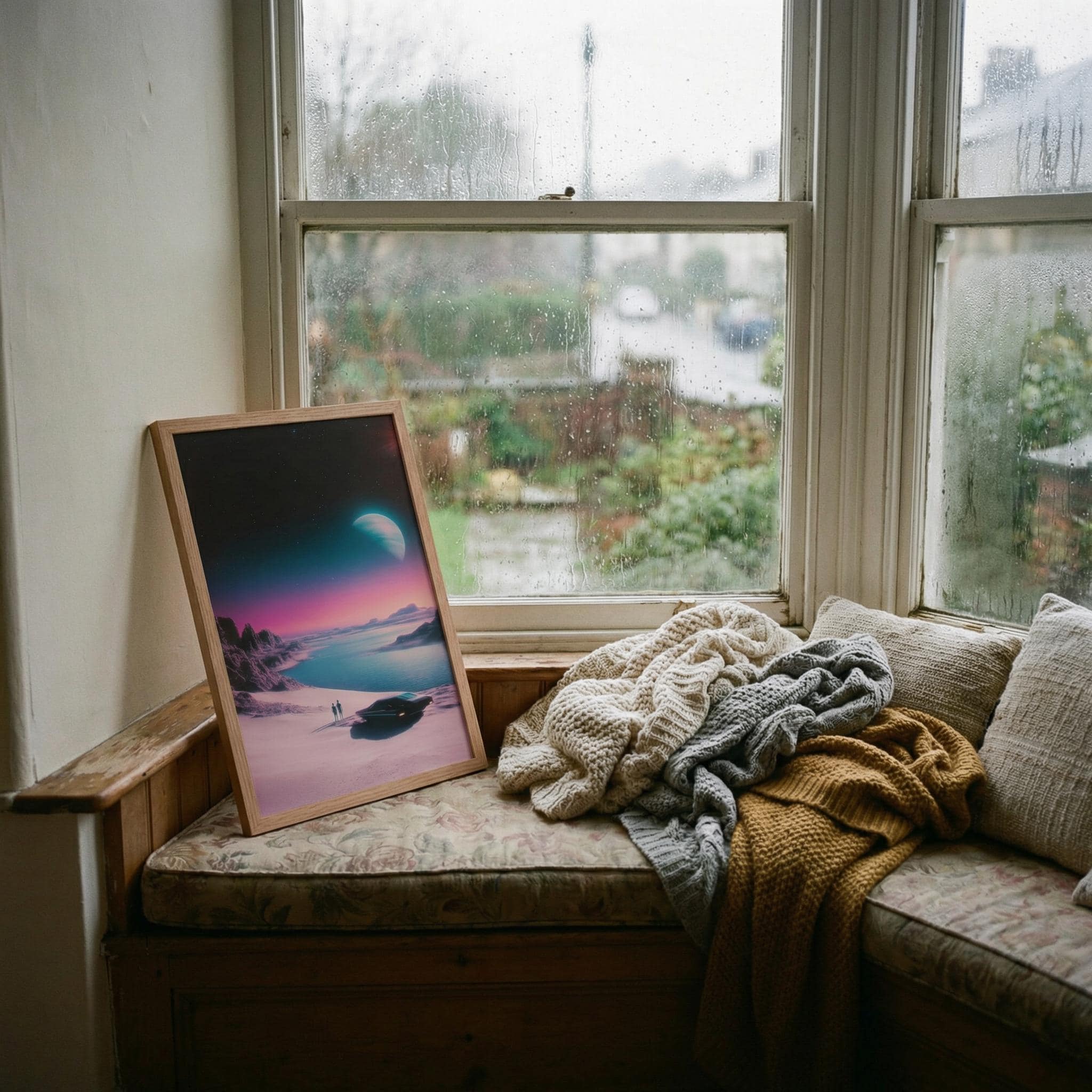 The Coastal Road Trip - Vertical Retro-Futurist Framed Art Print