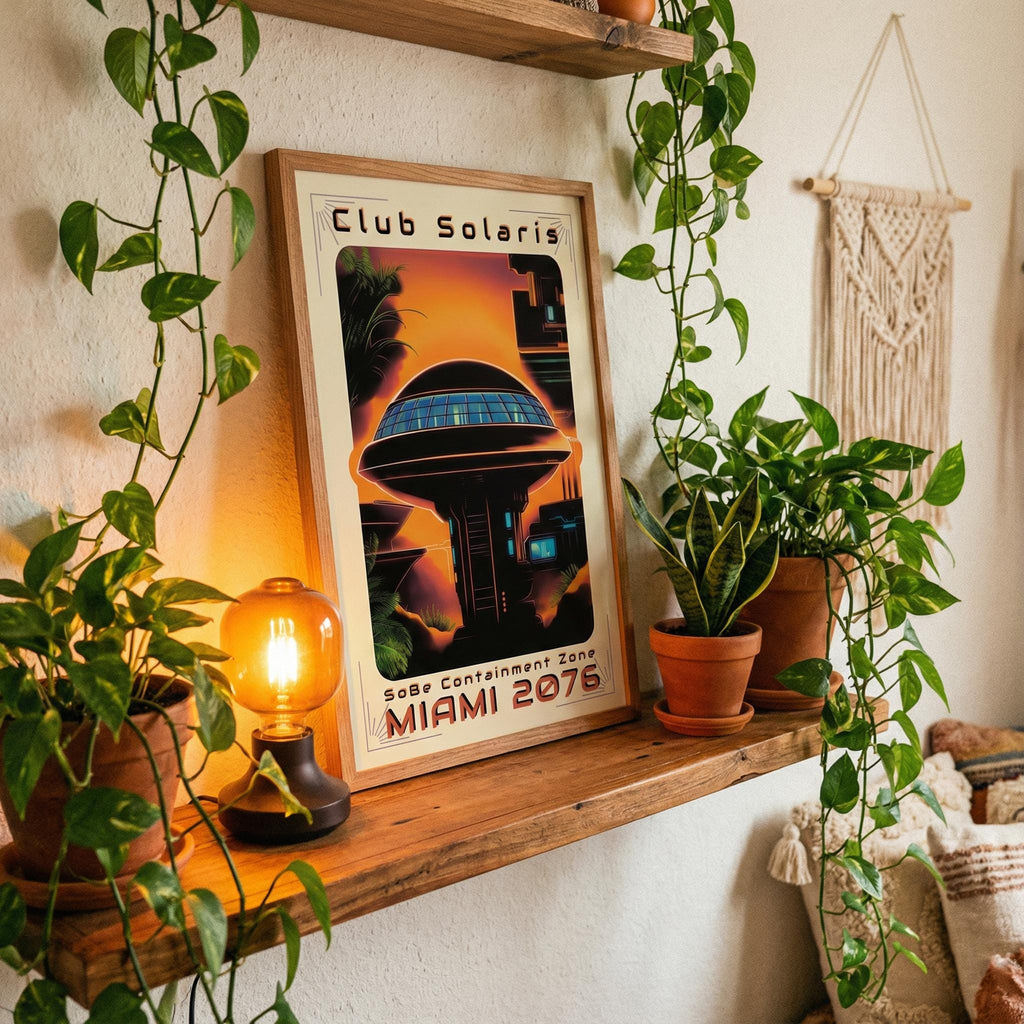 Club Solaris: Miami 2076 Retro-Futurist Framed Poster