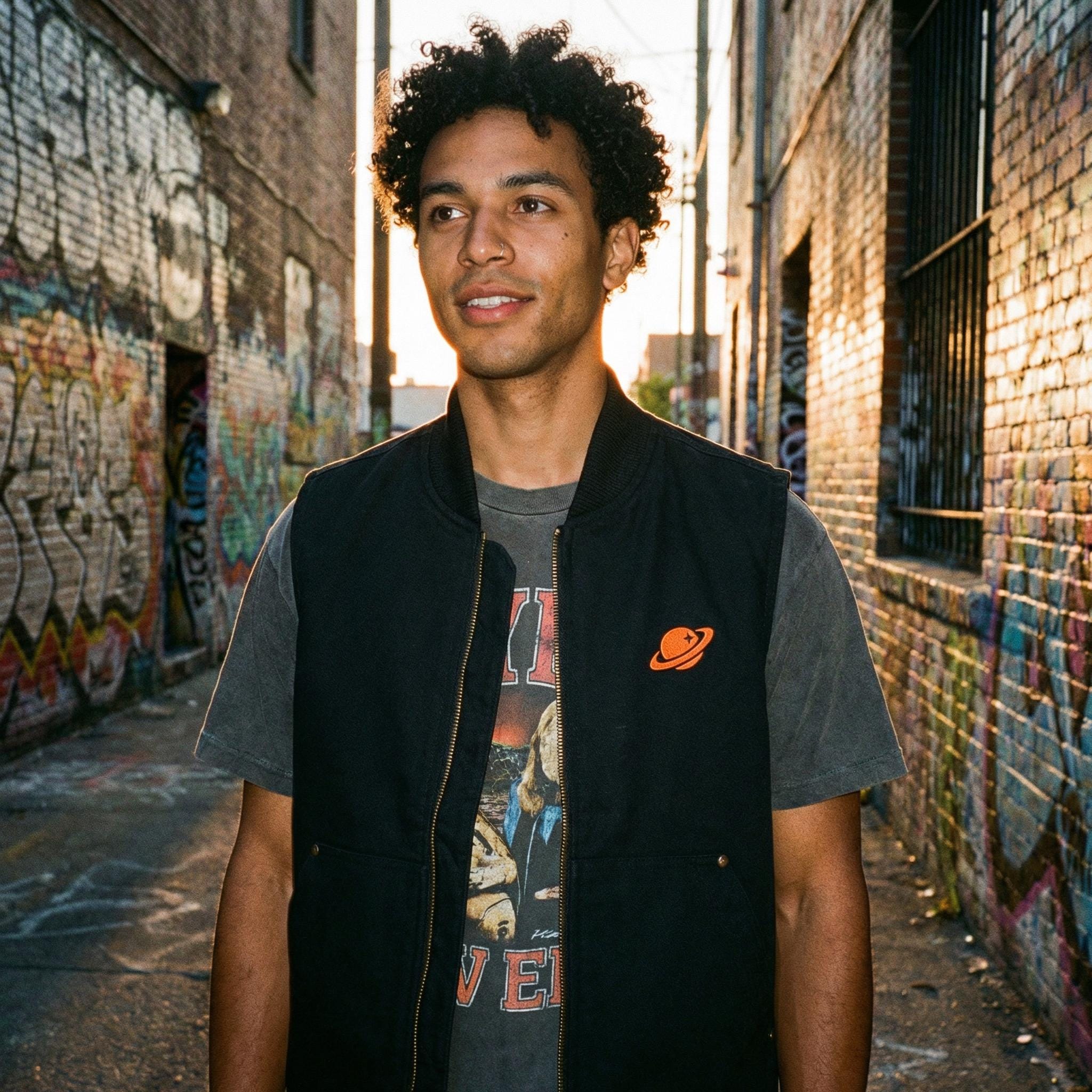 Orange Orbital Archive Planet Logo Embroidered Utility Vest | Workwear Duck Cloth Vest