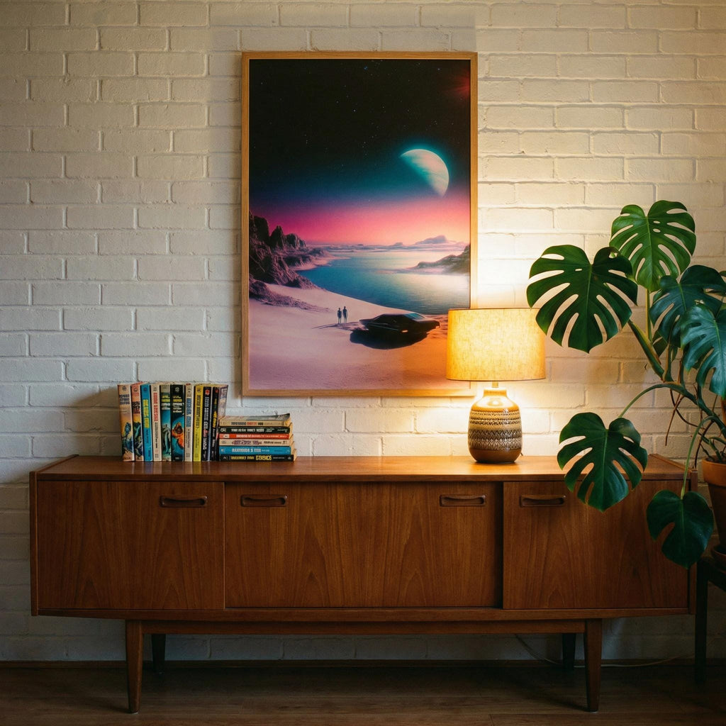 DIGITAL DOWNLOAD: The Coastal Road Trip - Vertical Retro-Futurist Framed Art Print