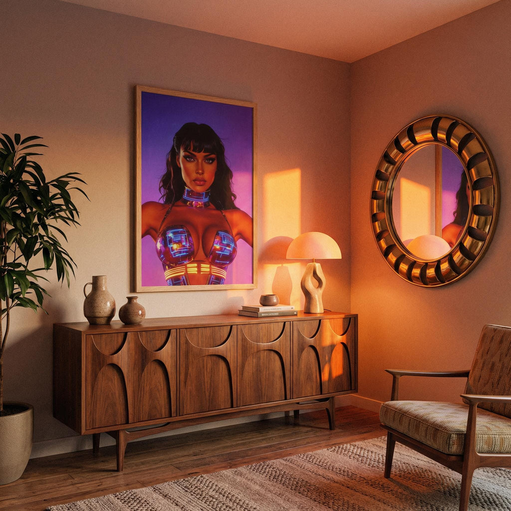 Vivid Nebula Queen Framed Poster — Orbital Archive High-Impact Sci-Fi Pulp Art