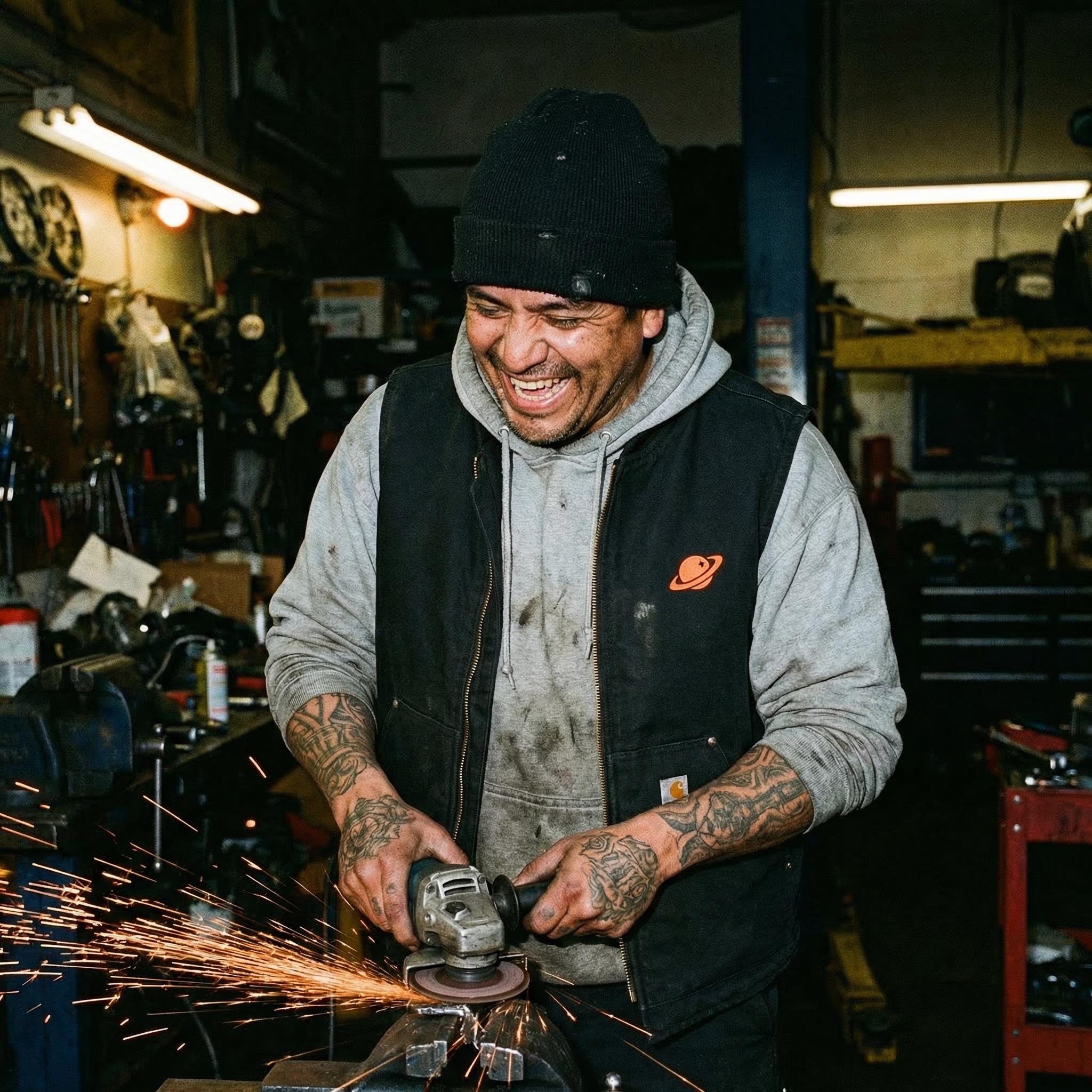 Orange Orbital Archive Planet Logo Embroidered Utility Vest | Workwear Duck Cloth Vest