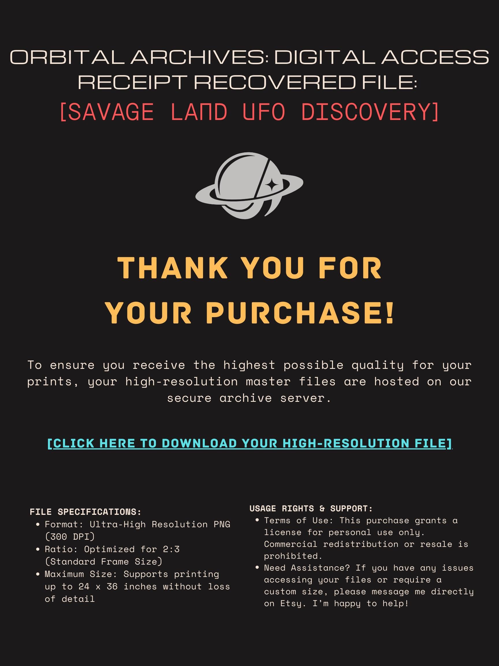 DIGITAL DOWNLOAD: Savage Land UFO Discovery Poster // Prehistoric Jungle Crash Site Art // Vintage Pulp Sci-Fi Space Explorer Wall Decor