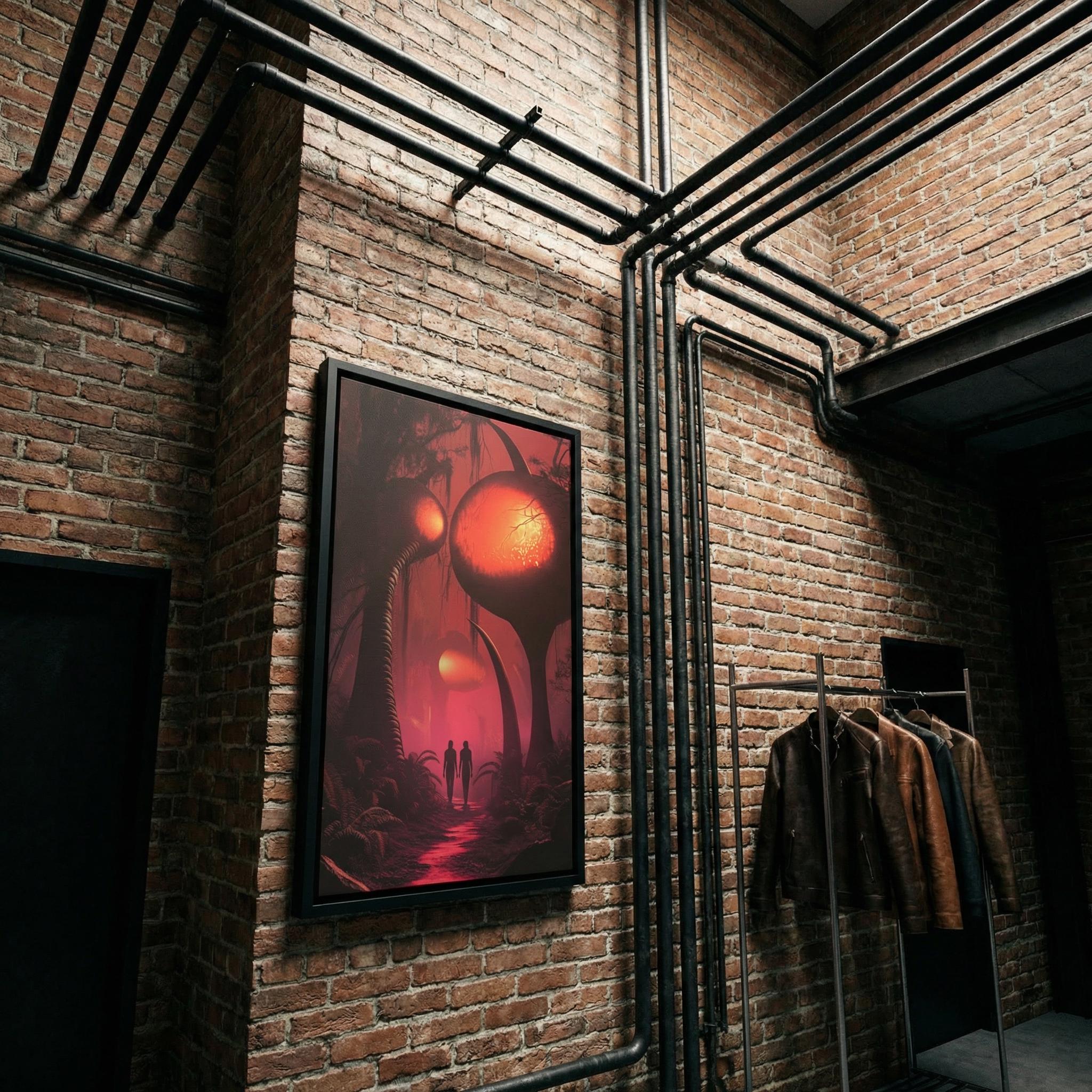 DIGITAL DOWNLOAD: Path Through the Alien Wood // Surreal Sci-Fi Nature Art // Ethereal Crimson Forest Wall Decor // Orbital Archive Series