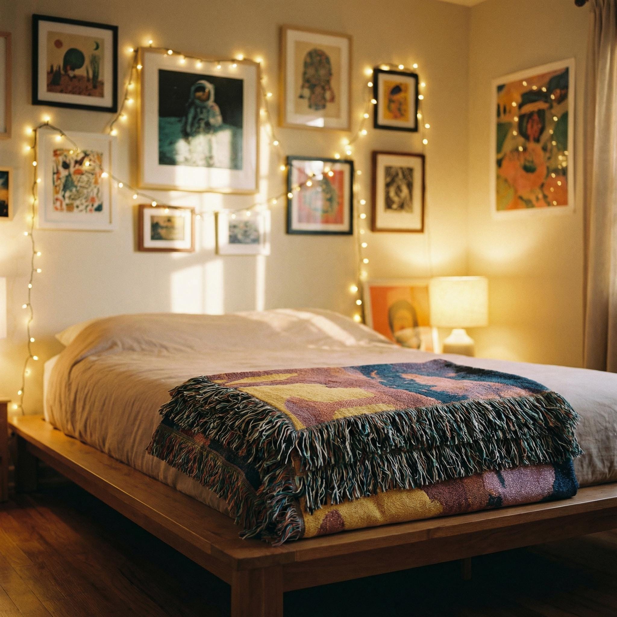 Expedition to the Neon Shores Woven Blanket — Retro-Futuristic Pulp Sci-Fi