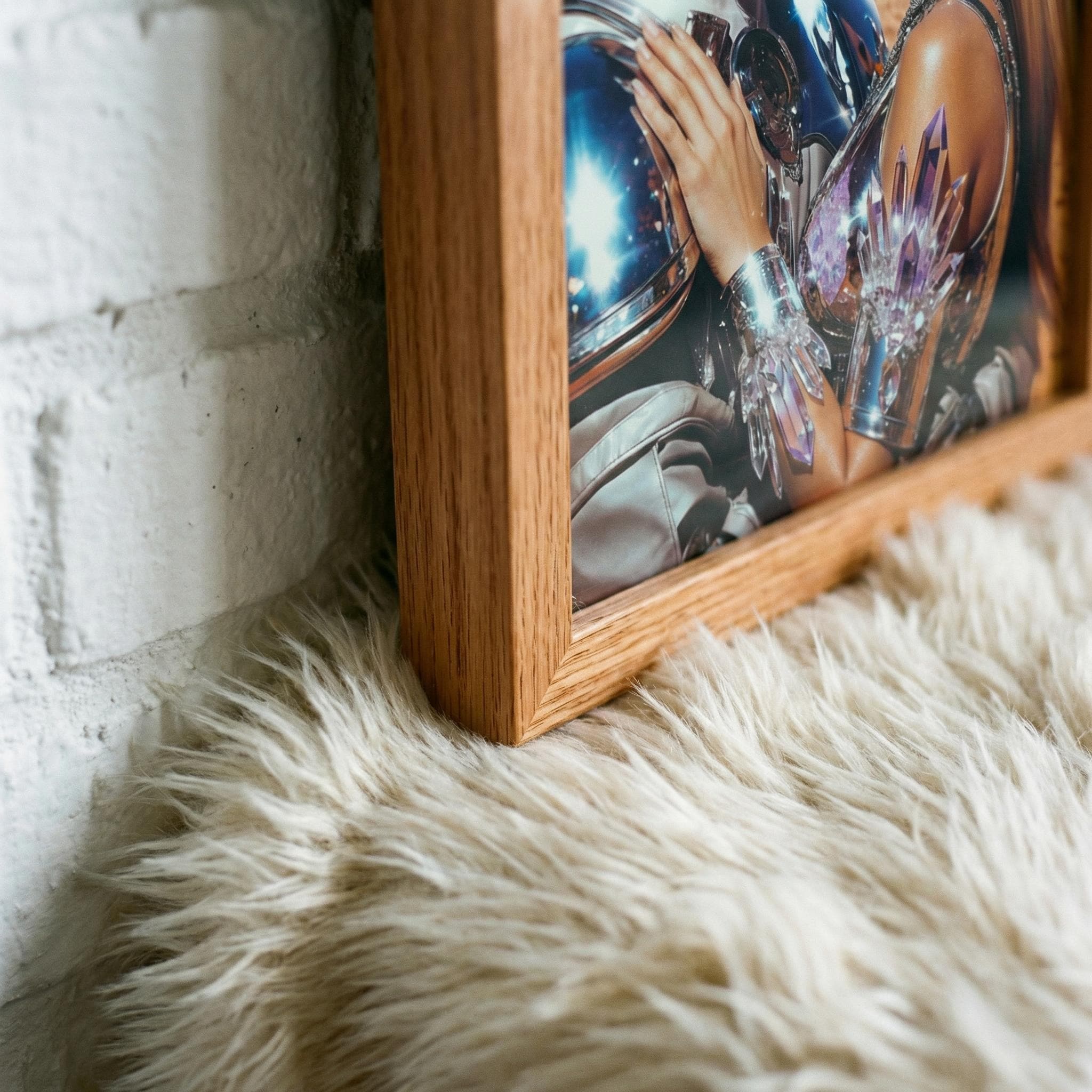 Let Our Love Crystallize in Amethyst Valley – The Orbital Lovers Retro-Futurist Framed Print | Valentine’s Gift