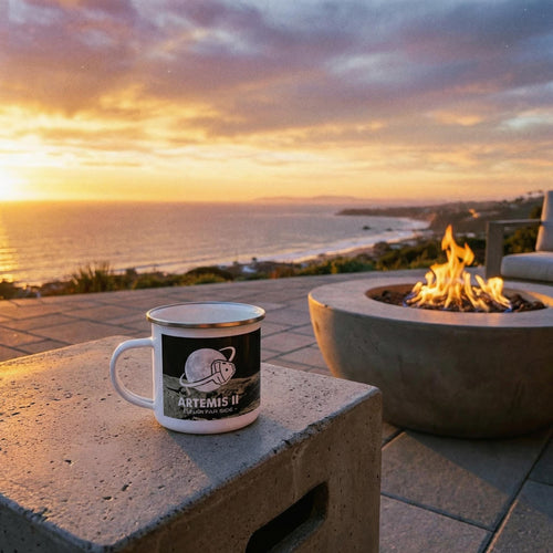 Artemis II Lunar Mission Enamel Mug, Retro Space Exploration Camp Cup, Moon Mission Gift for Astronomers, Sci-Fi Outer Space Star Chart