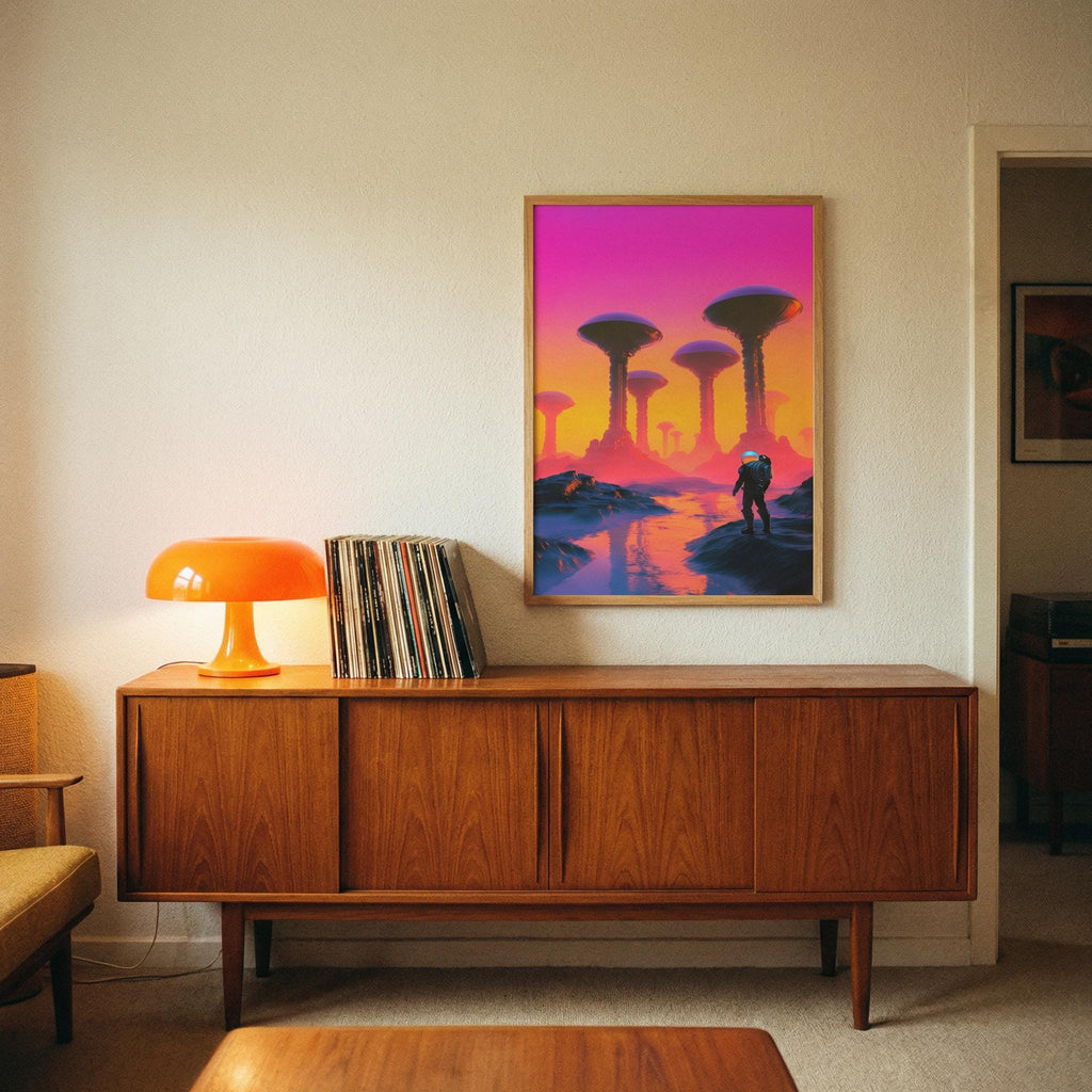 DIGITAL DOWNLOAD: Expedition to the Neon Shores — Retro-Futuristic Pulp Sci-Fi Poster