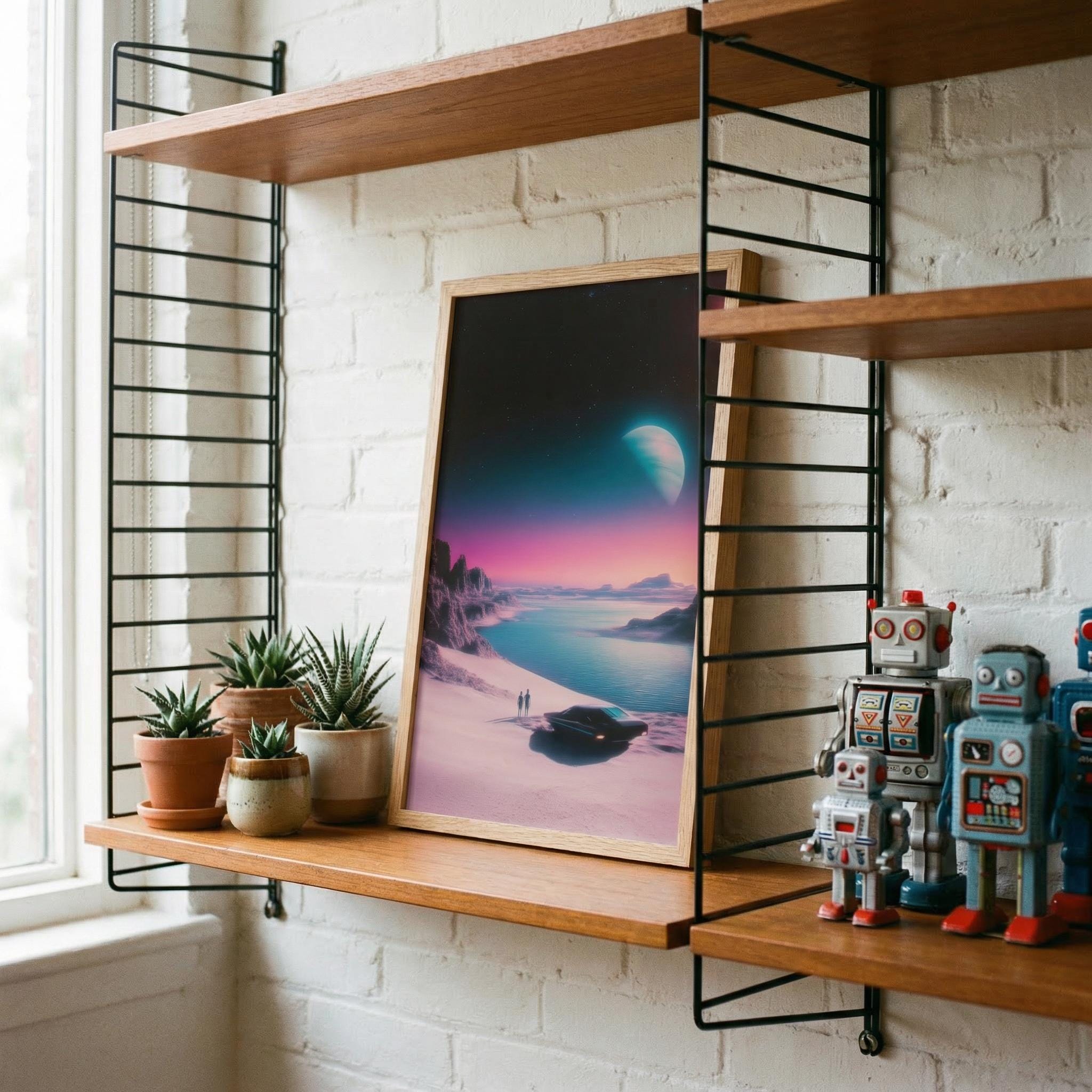 DIGITAL DOWNLOAD: The Coastal Road Trip - Vertical Retro-Futurist Framed Art Print