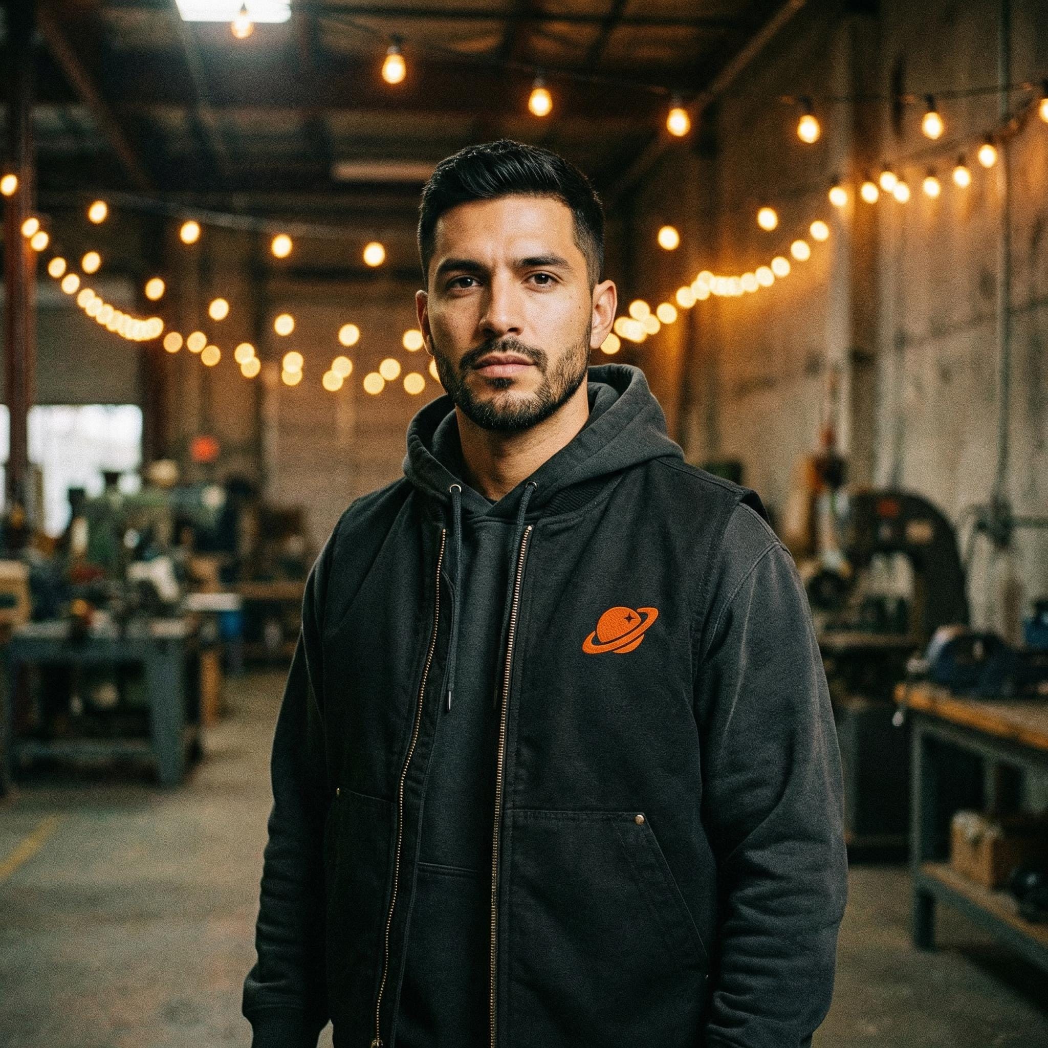 Orange Orbital Archive Planet Logo Embroidered Utility Vest | Workwear Duck Cloth Vest