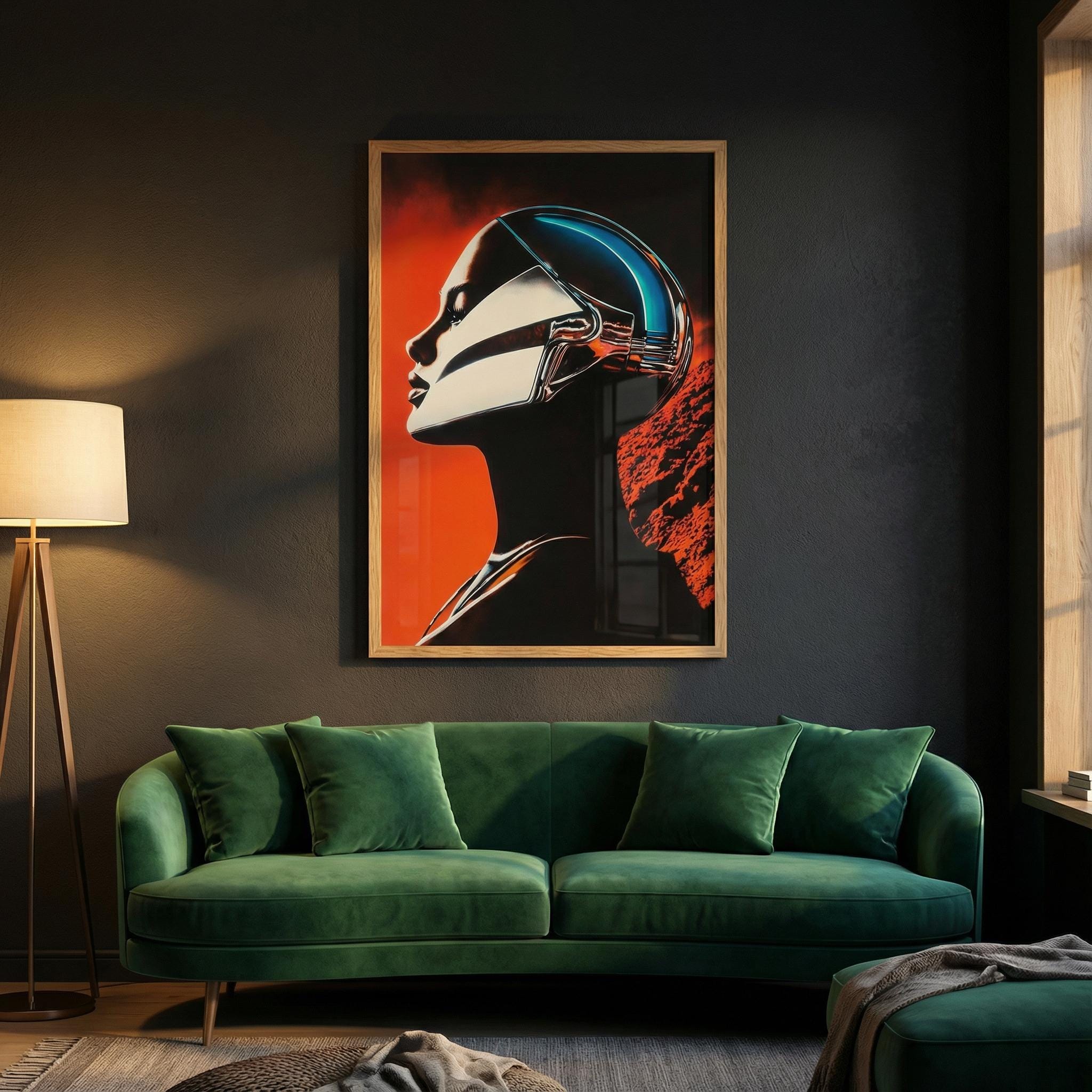 DIGITAL DOWNLOAD: Planar Girl | Retro-Futuristic Android Woman Poster | Desolate Planet Sci-Fi Wall Art