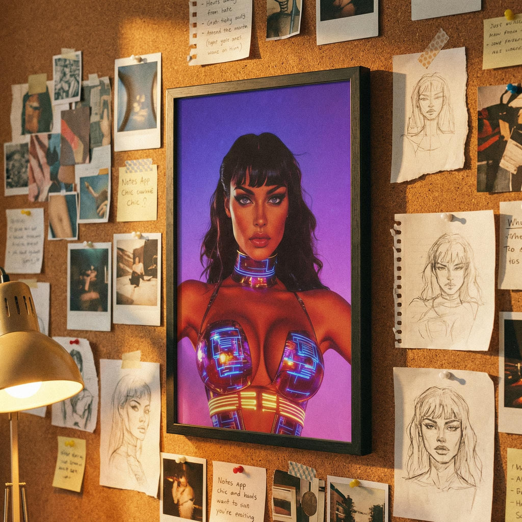 Vivid Nebula Queen Framed Poster — Orbital Archive High-Impact Sci-Fi Pulp Art