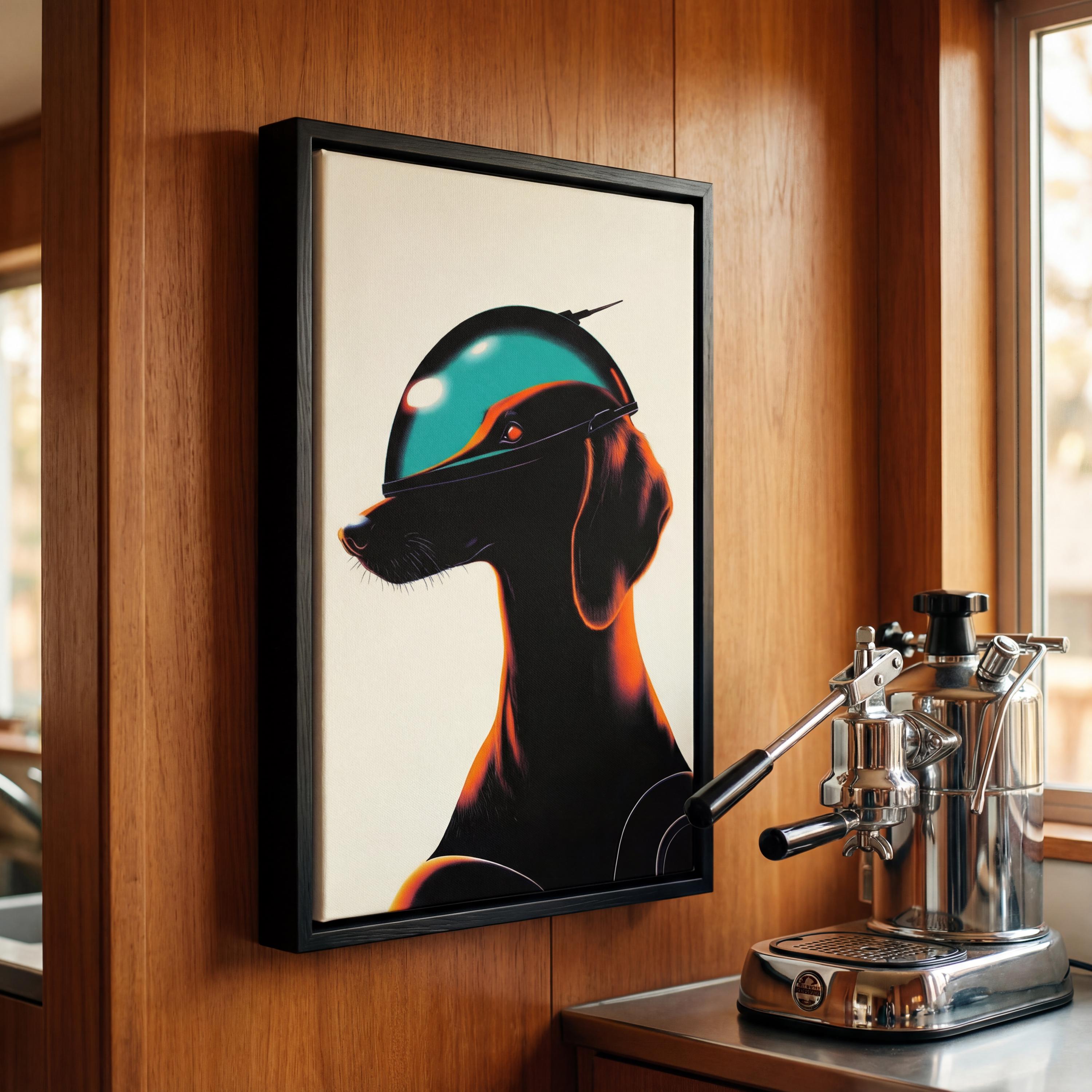 DIGITAL DOWNLOAD: Cyber-Dachshund - Orbital Archive No. 87 // Retro-Futurist Print, Sci-Fi Canine Wall Art, Mid-Century Noir Decor