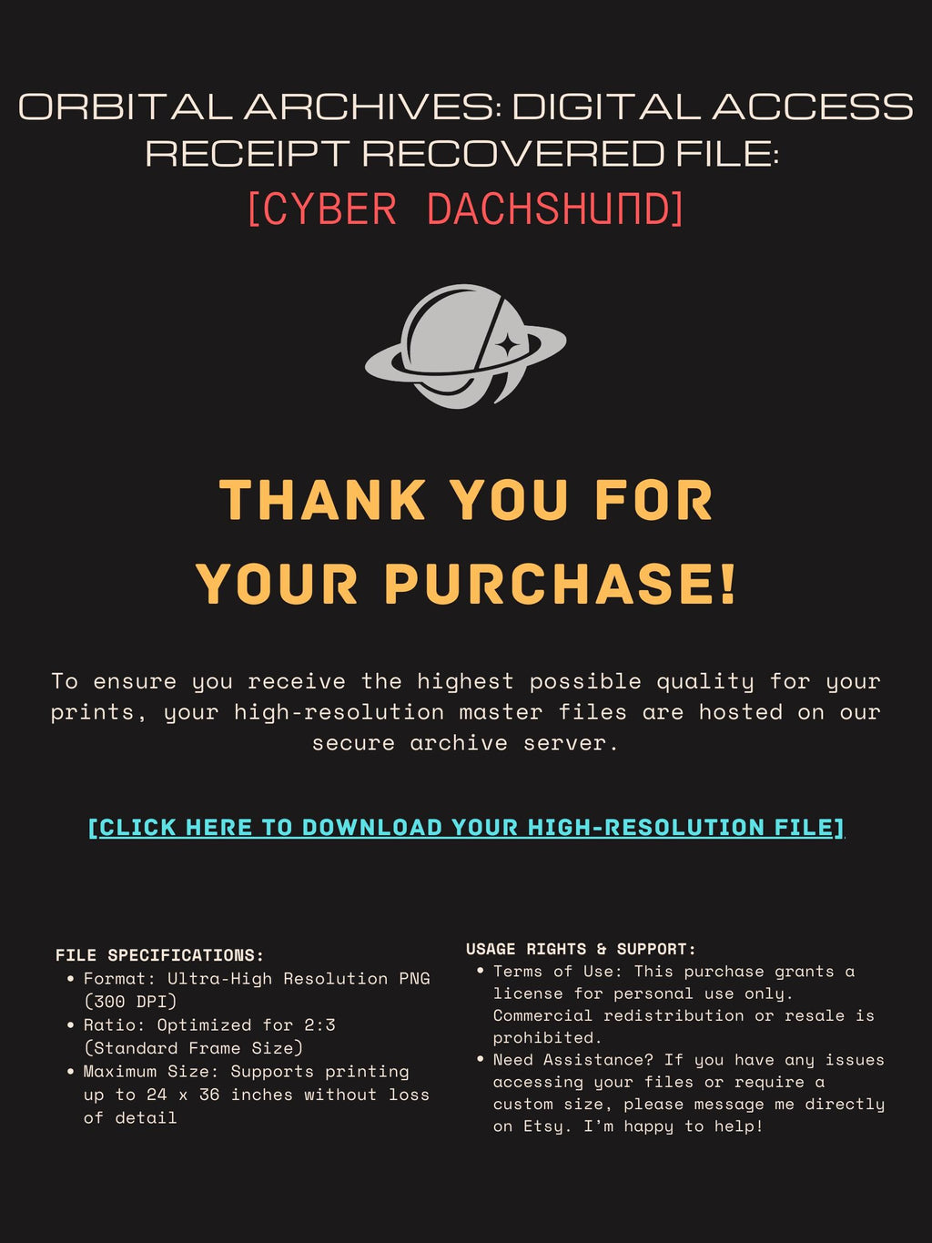 DIGITAL DOWNLOAD: Cyber-Dachshund - Orbital Archive No. 87 // Retro-Futurist Print, Sci-Fi Canine Wall Art, Mid-Century Noir Decor