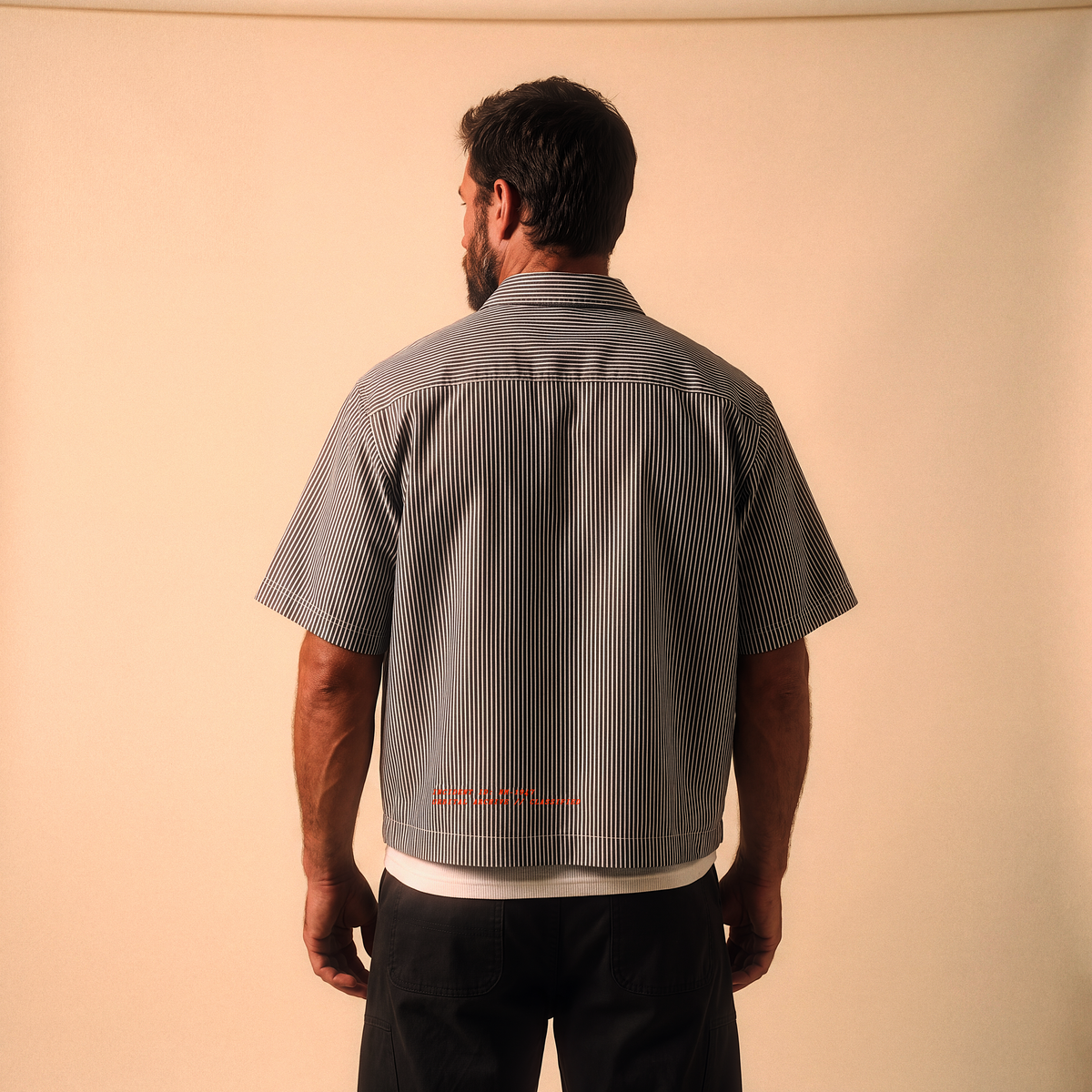 Roswell NM UFO Crash Log Oversized Striped Shirt — Orbital Archive Sci-Fi Streetwear — Boxy Cropped Button Up Short Sleeve Summer Top